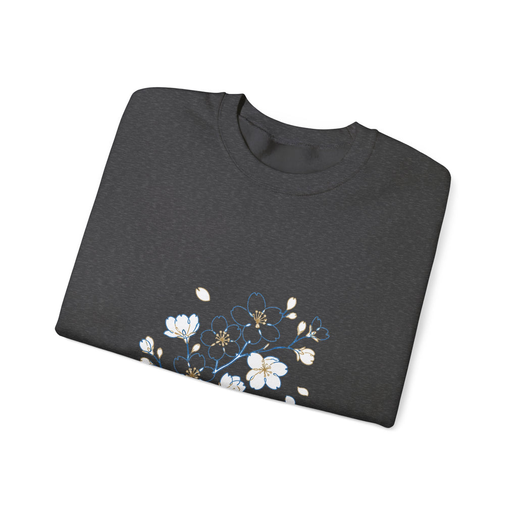 Matching Couple Sweatshirt - Cherry Blossom & Maple Leaf Matching Couple Premium Fleece Sweatshirt Minimalist Art His Hers Christmas Gift - Design A