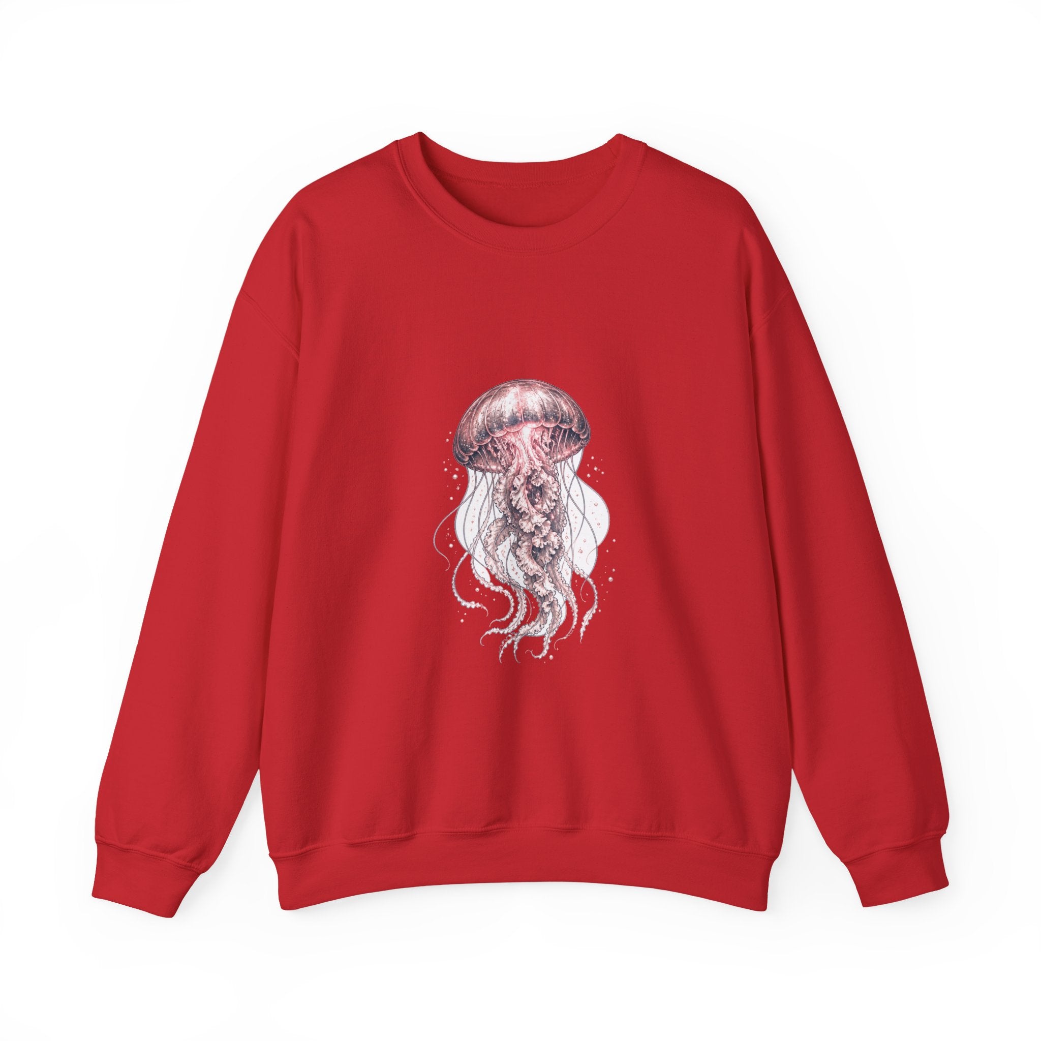 Matching Couple Sweatshirt - Octopus & Jellyfish Matching Couple Crewneck Sweatshirt Hand-Drawn Art His Hers Best Friend Gift - Design B