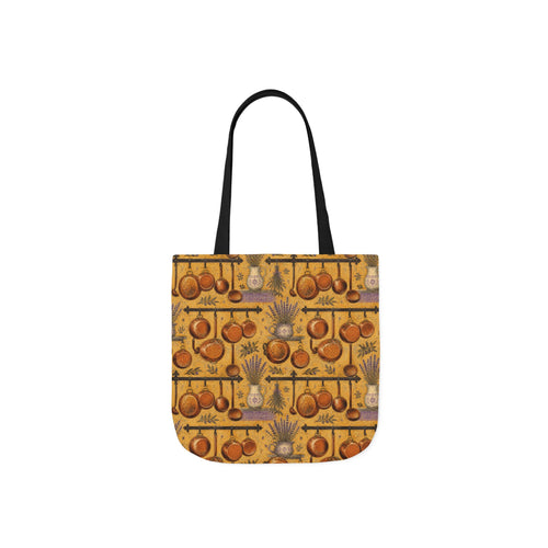 Copper Cookware Canvas Tote Bag Mediterranean Kitchen Linocut Design Italian Cottagecore Gift