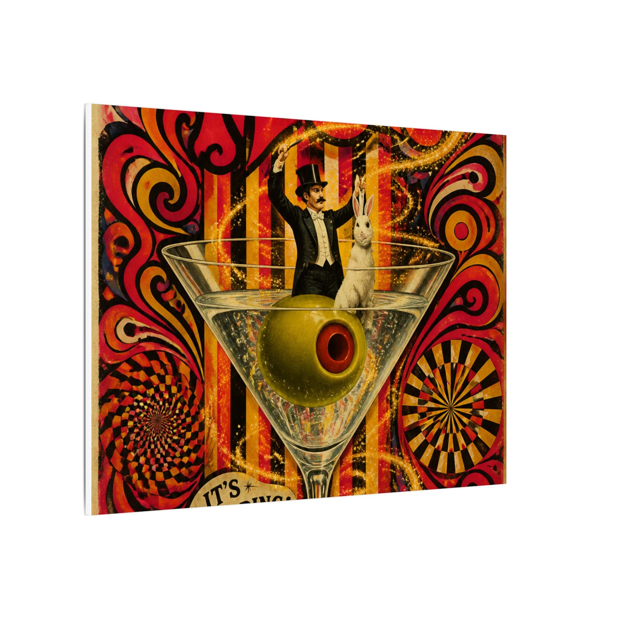 Martini Magician Wall Art Canvas 16×20 Psychedelic Cafe Decor Maximalist Print