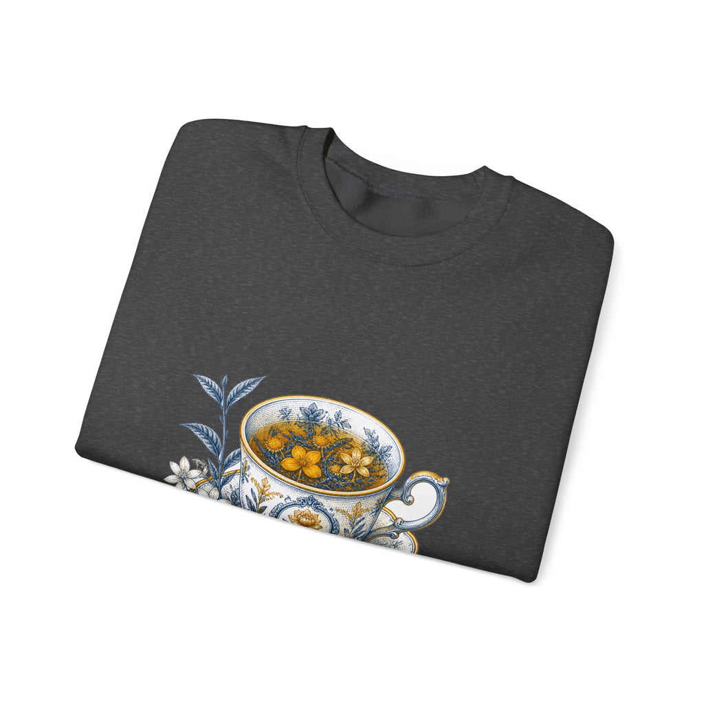 Matching Couple Sweatshirt - Coffee & Tea Matching Couple Crewneck Sweatshirt Vintage Art His Hers Wedding Gift - Design B