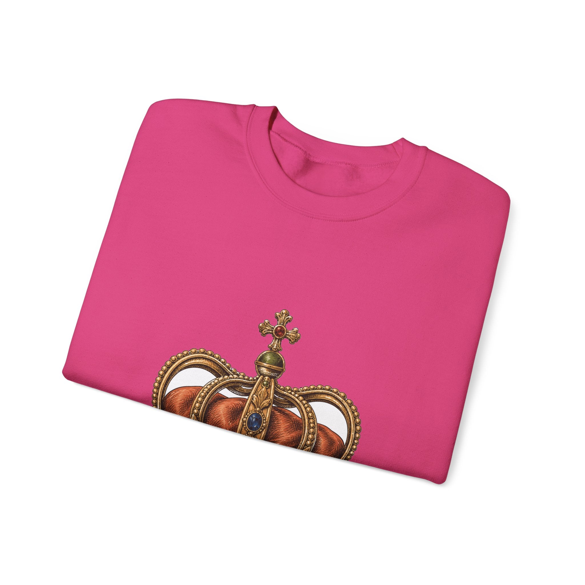 Matching Couple Sweatshirt - Crown & Shield Matching Couple Premium Fleece Sweatshirt Hand-Drawn Art His Hers Anniversary Gift - Design A