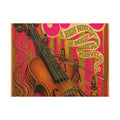 Violin Tightrope Bridge Wall Art Canvas 24×36 Psychedelic Dining Room Decor Maximalist Print
