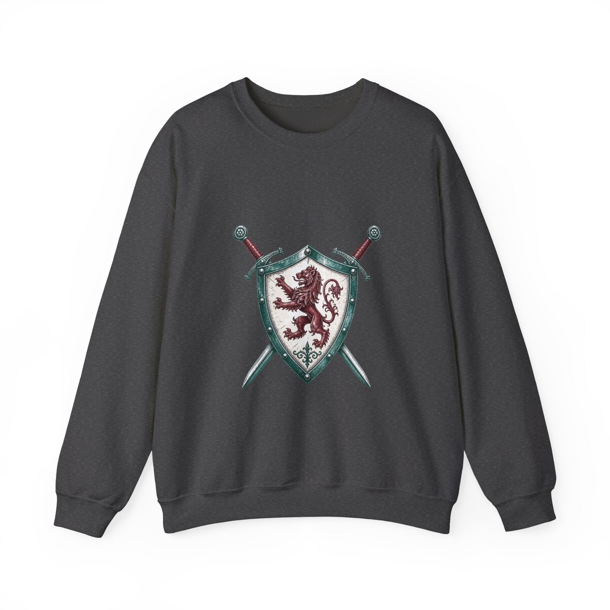 Matching Couple Sweatshirt - Crown & Shield Matching Couple Crewneck Sweatshirt Hand-Drawn Art His Hers Best Friend Gift - Design B