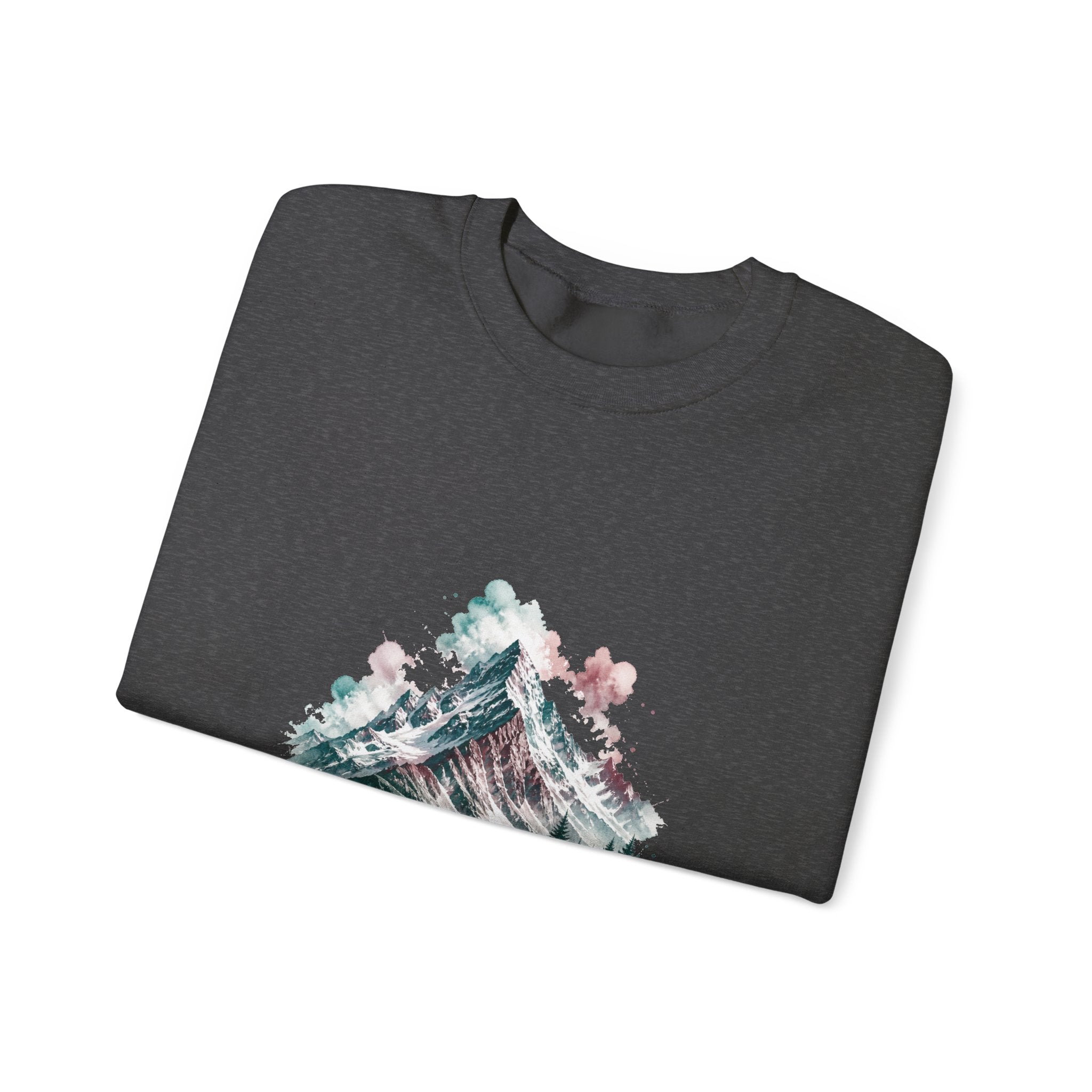 Matching Couple Sweatshirt - Mountain & Ocean Matching Couple Crewneck Sweatshirt Watercolor Art His Hers Engagement Gift - Design A