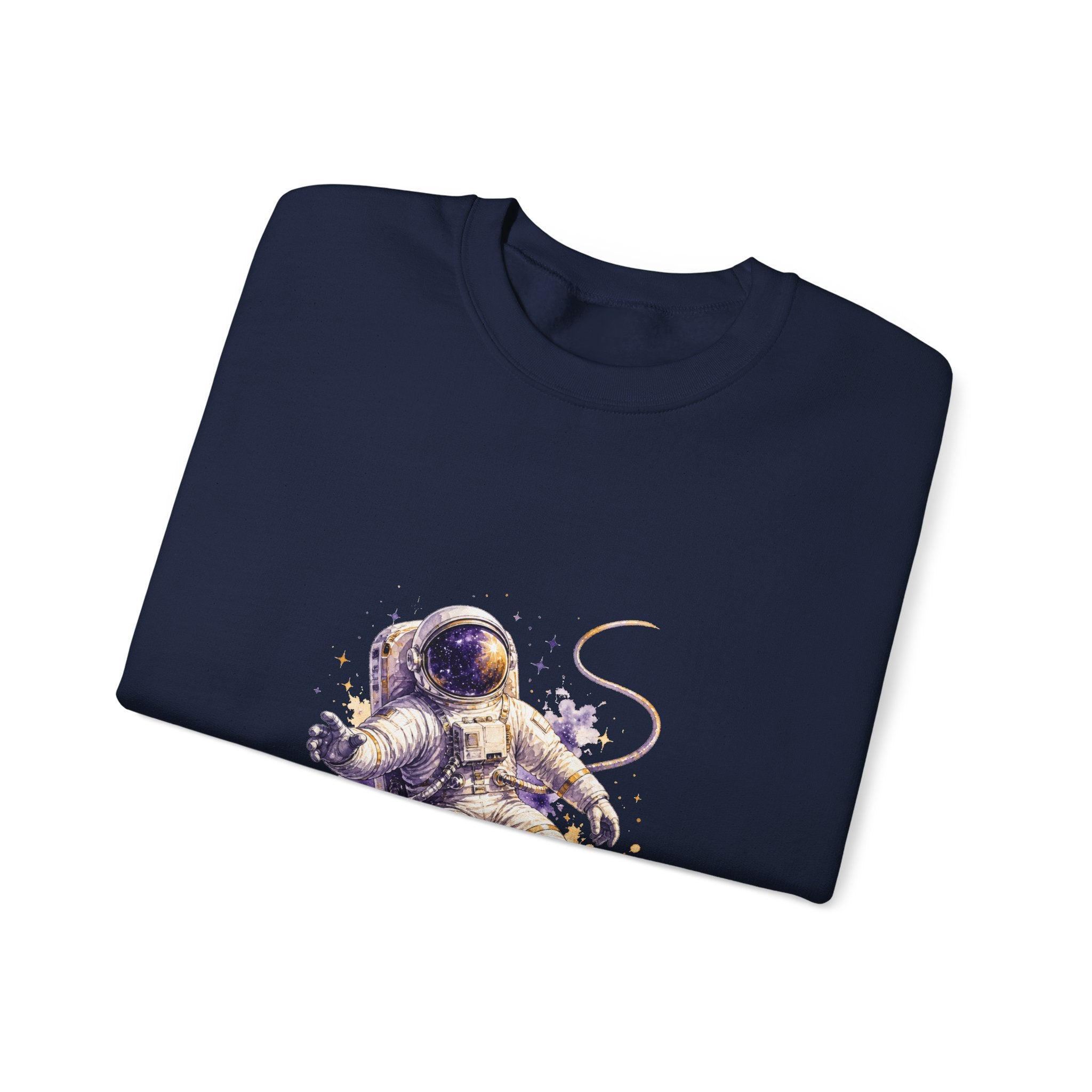 Matching Couple Sweatshirt - Astronaut & Planet Matching Couple Comfort Colors Crew Watercolor Art His Hers Birthday Gift - Design A