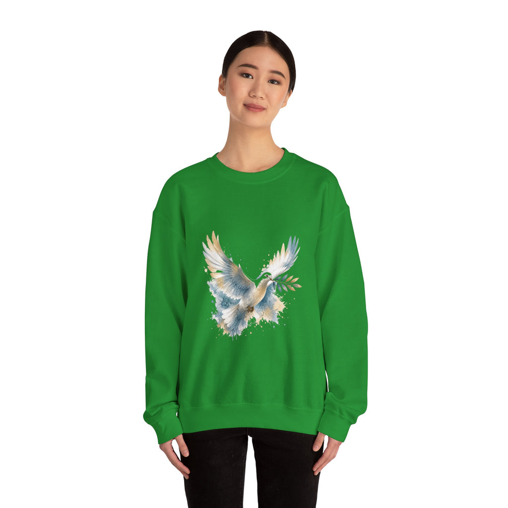 Matching Couple Sweatshirt - Wolf & Dove Matching Couple Premium Fleece Sweatshirt Watercolor Art His Hers Birthday Gift - Design B