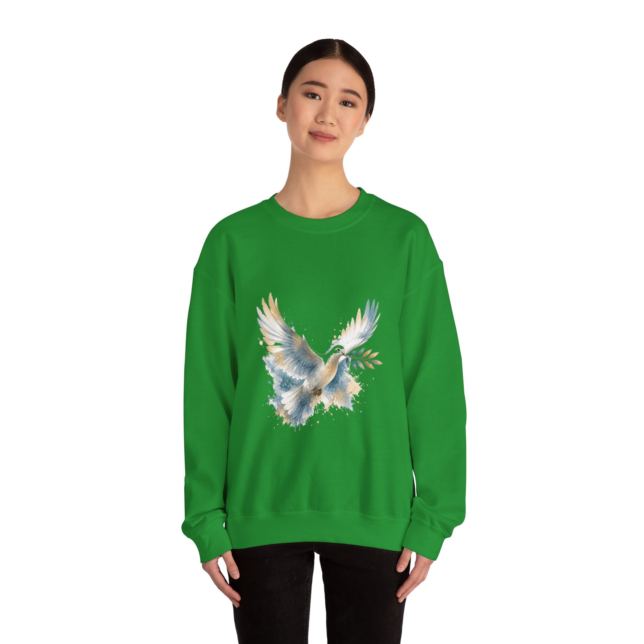 Matching Couple Sweatshirt - Wolf & Dove Matching Couple Premium Fleece Sweatshirt Watercolor Art His Hers Birthday Gift - Design B