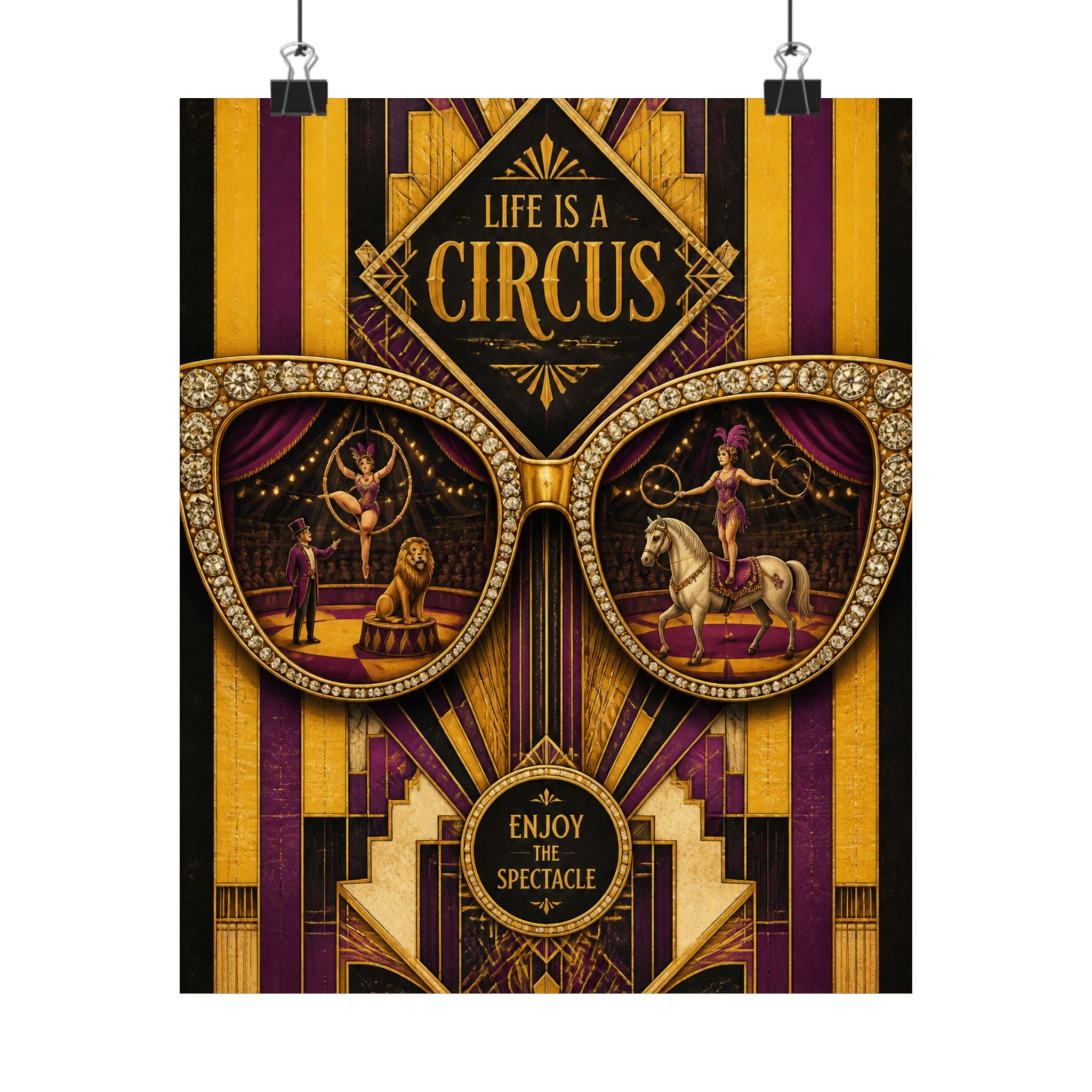Sunglasses Circus Ring Wall Art Poster 18×24 Art Deco Entryway Decor Maximalist Print
