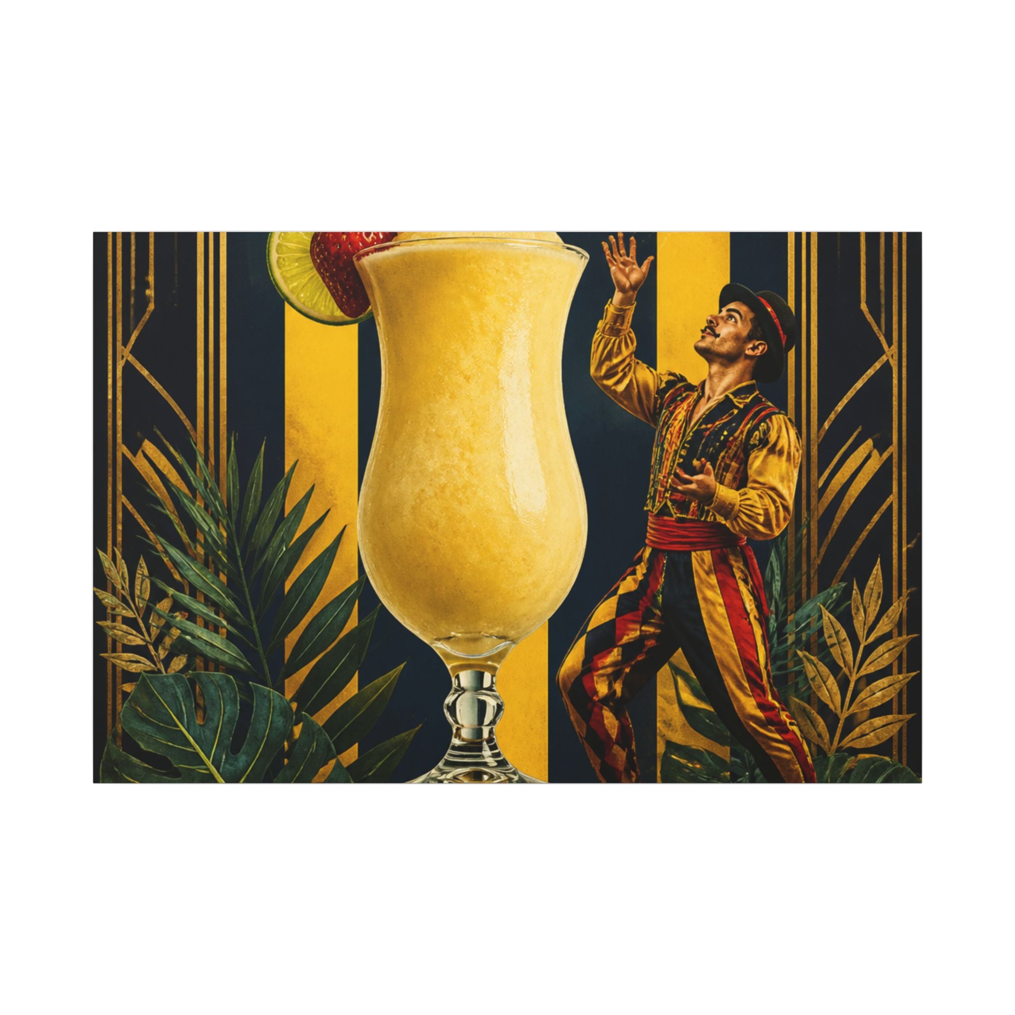 Daiquiri Fruit Juggler Wall Art Canvas 24×36 Art Deco Bar Area Decor Maximalist Print