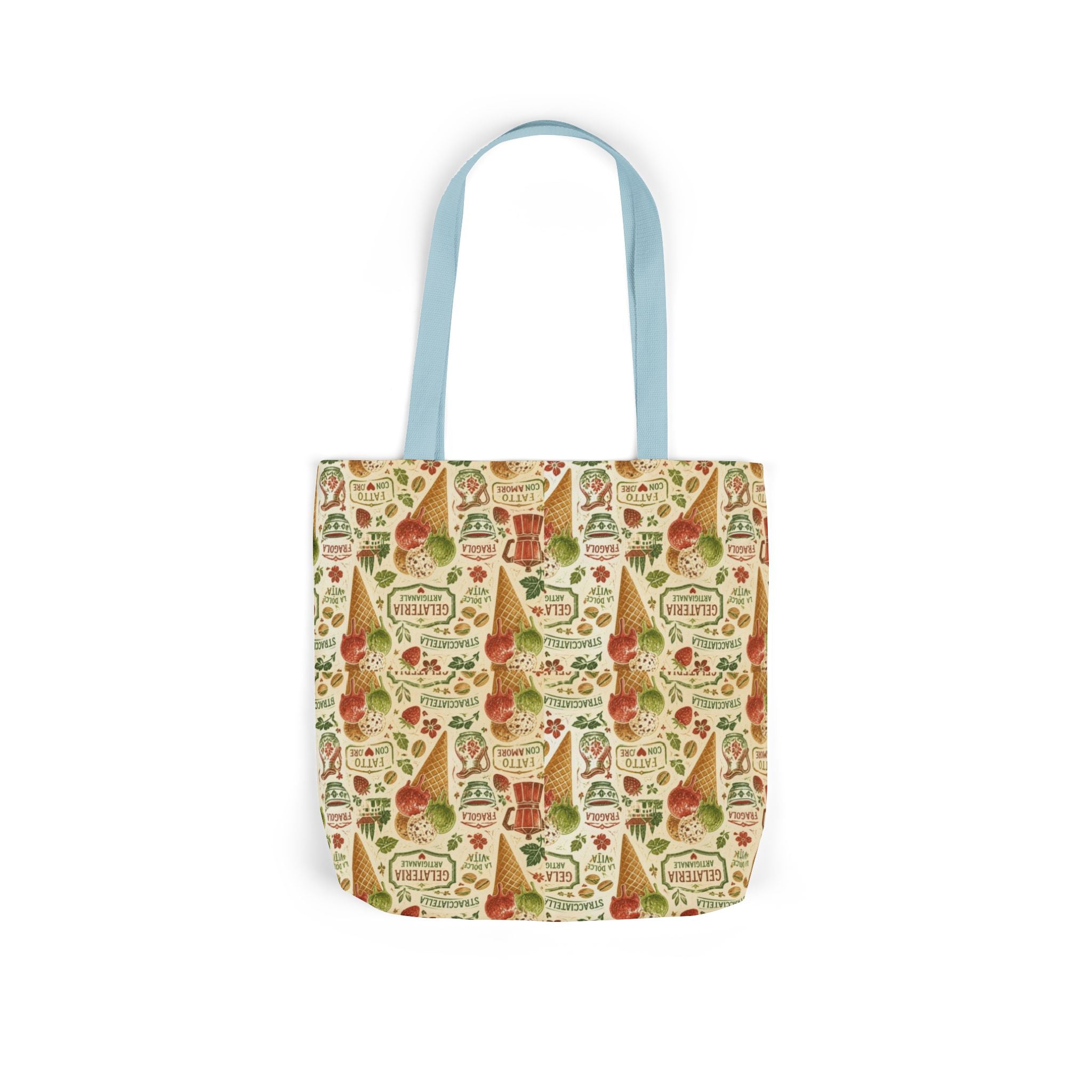 Gelato Scoops Canvas Tote Bag Mediterranean Kitchen Linocut Design Italian Cottagecore Gift
