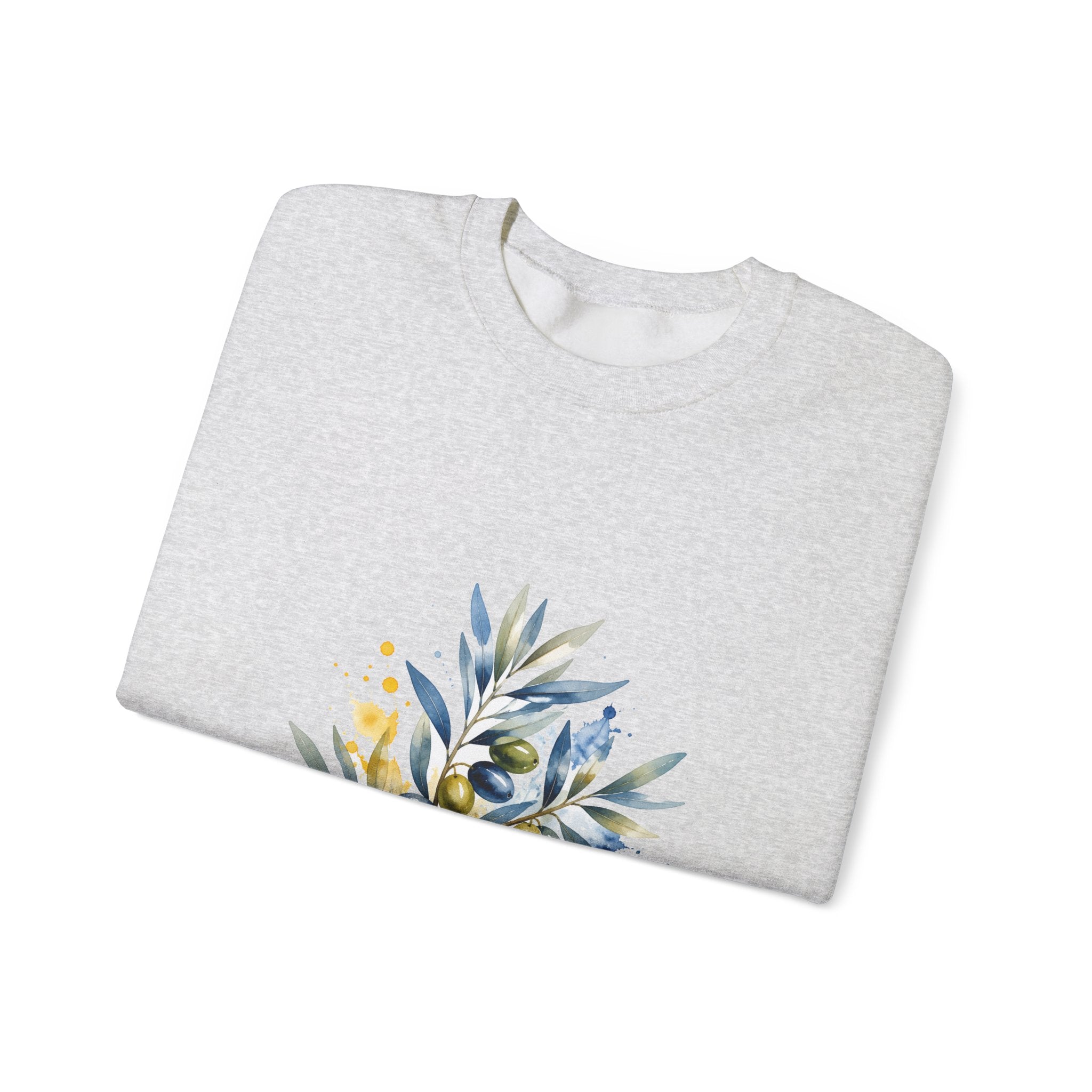 Matching Couple Sweatshirt - Olive Branch & Fig Matching Couple Premium Fleece Sweatshirt Watercolor Art His Hers Birthday Gift - Design A
