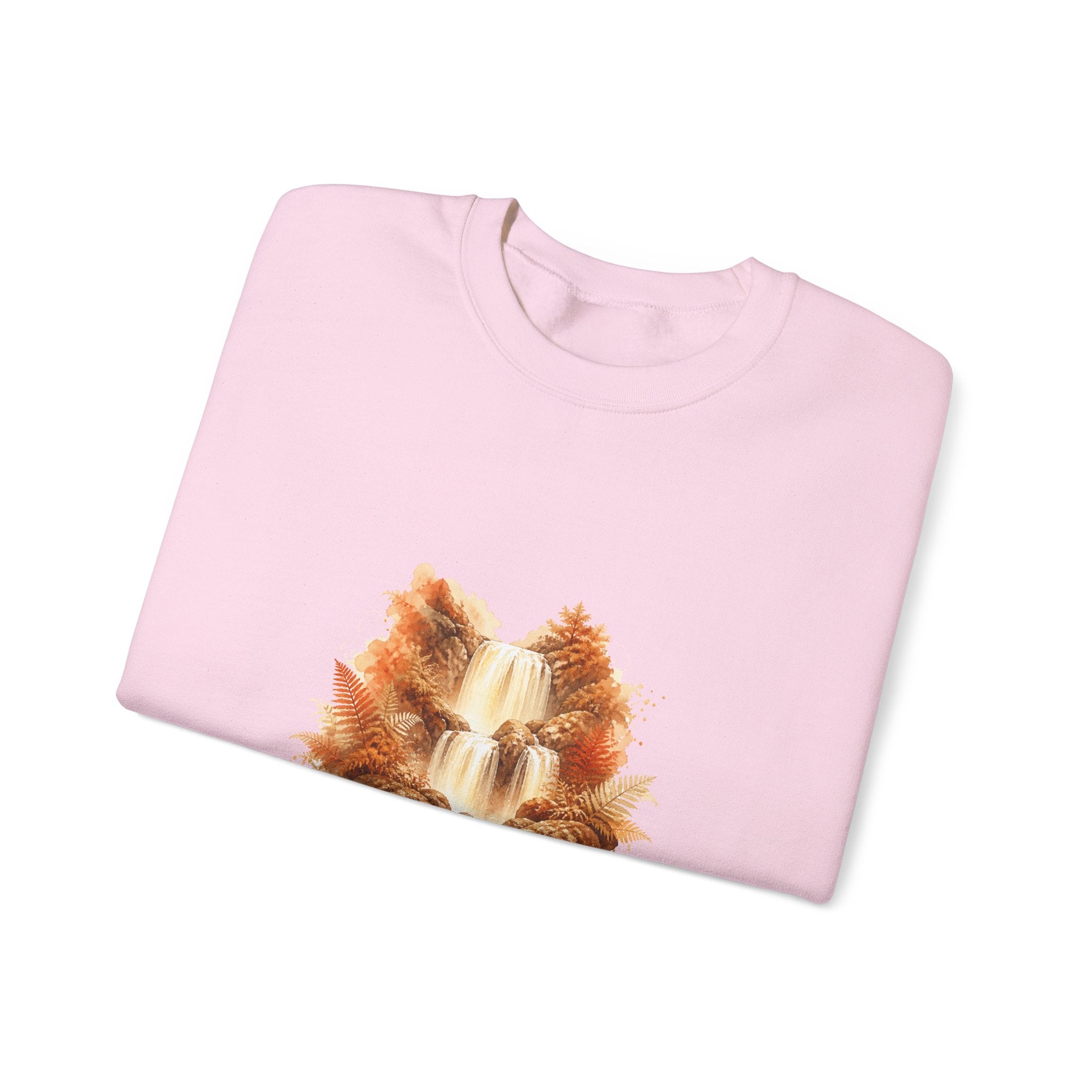 Matching Couple Sweatshirt - Wildfire & Waterfall Matching Couple Comfort Colors Crew Watercolor Art His Hers Birthday Gift - Design B