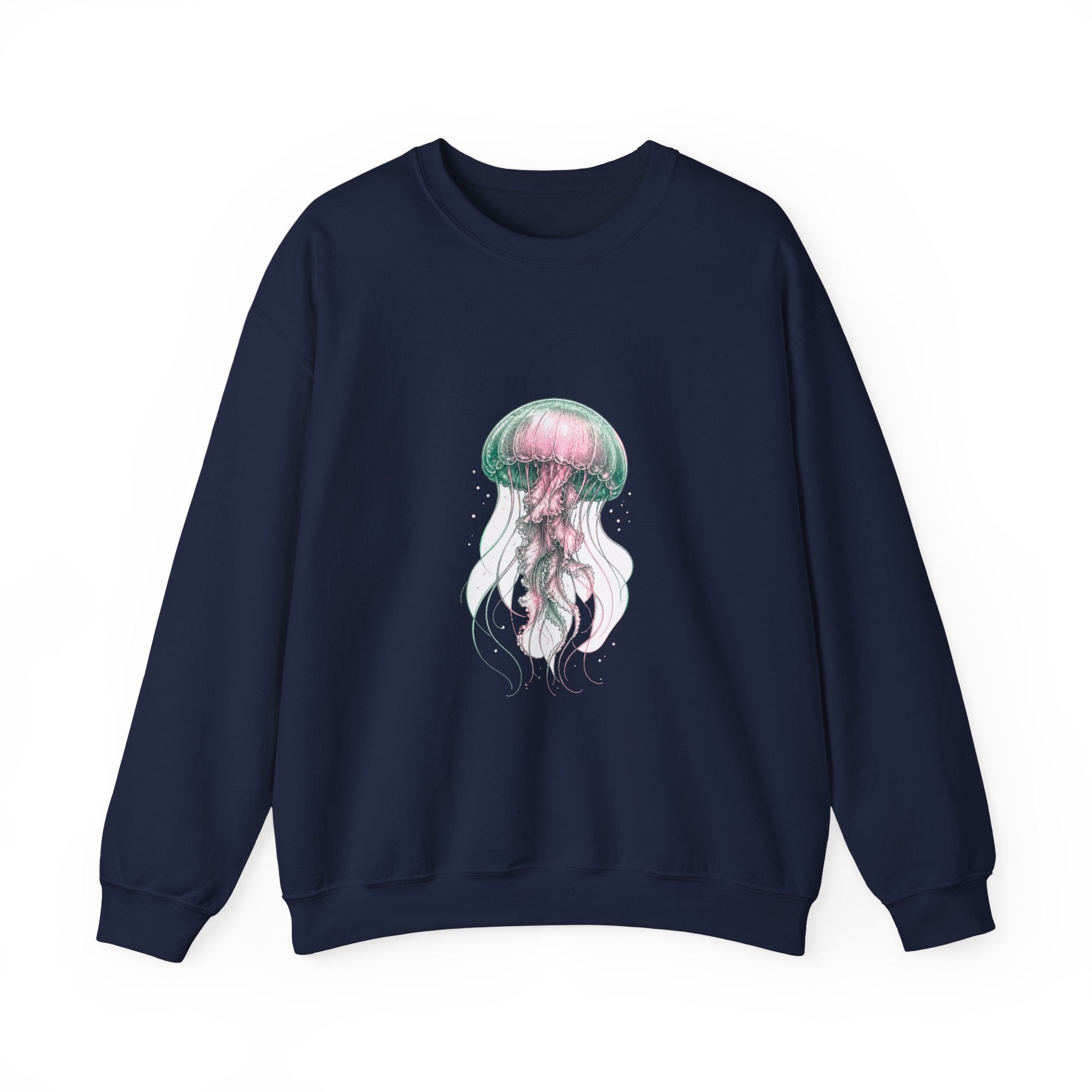 Matching Couple Sweatshirt - Octopus & Jellyfish Matching Couple Premium Fleece Sweatshirt Hand-Drawn Art His Hers Anniversary Gift - Design B
