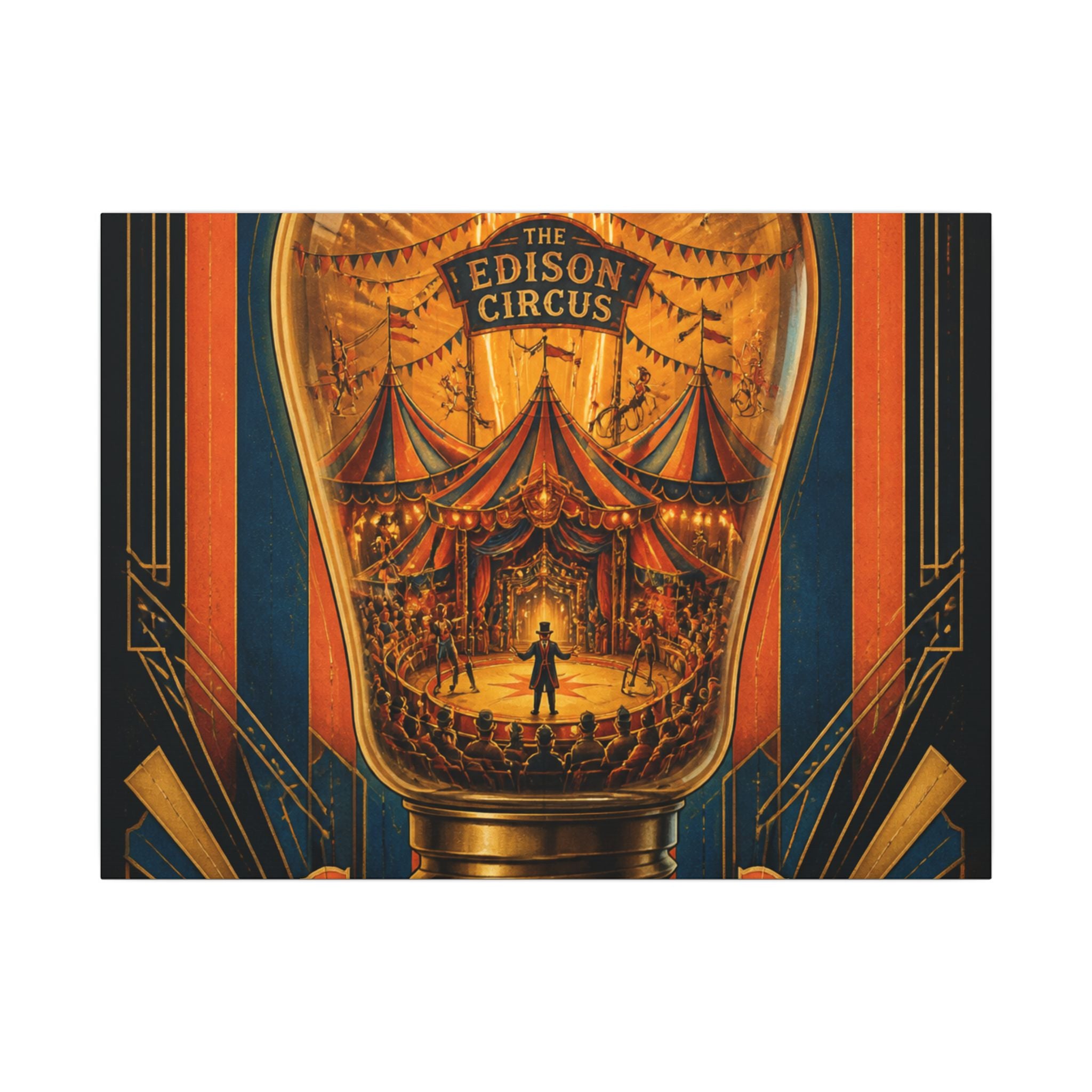 Light Bulb Circus Wall Art Canvas 16×20 Art Deco Entryway Decor Maximalist Print