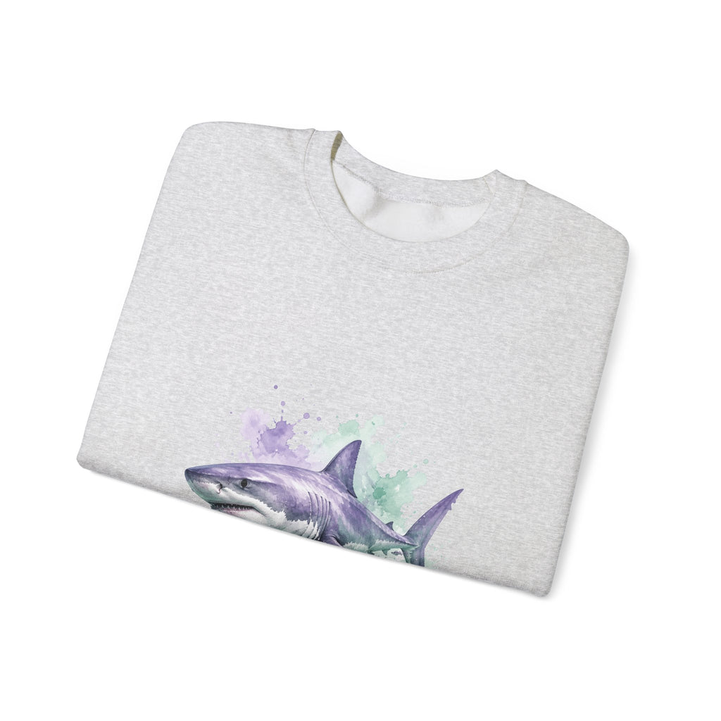 Matching Couple Sweatshirt - Shark & Dolphin Matching Couple Premium Fleece Sweatshirt Watercolor Art His Hers Birthday Gift - Design A
