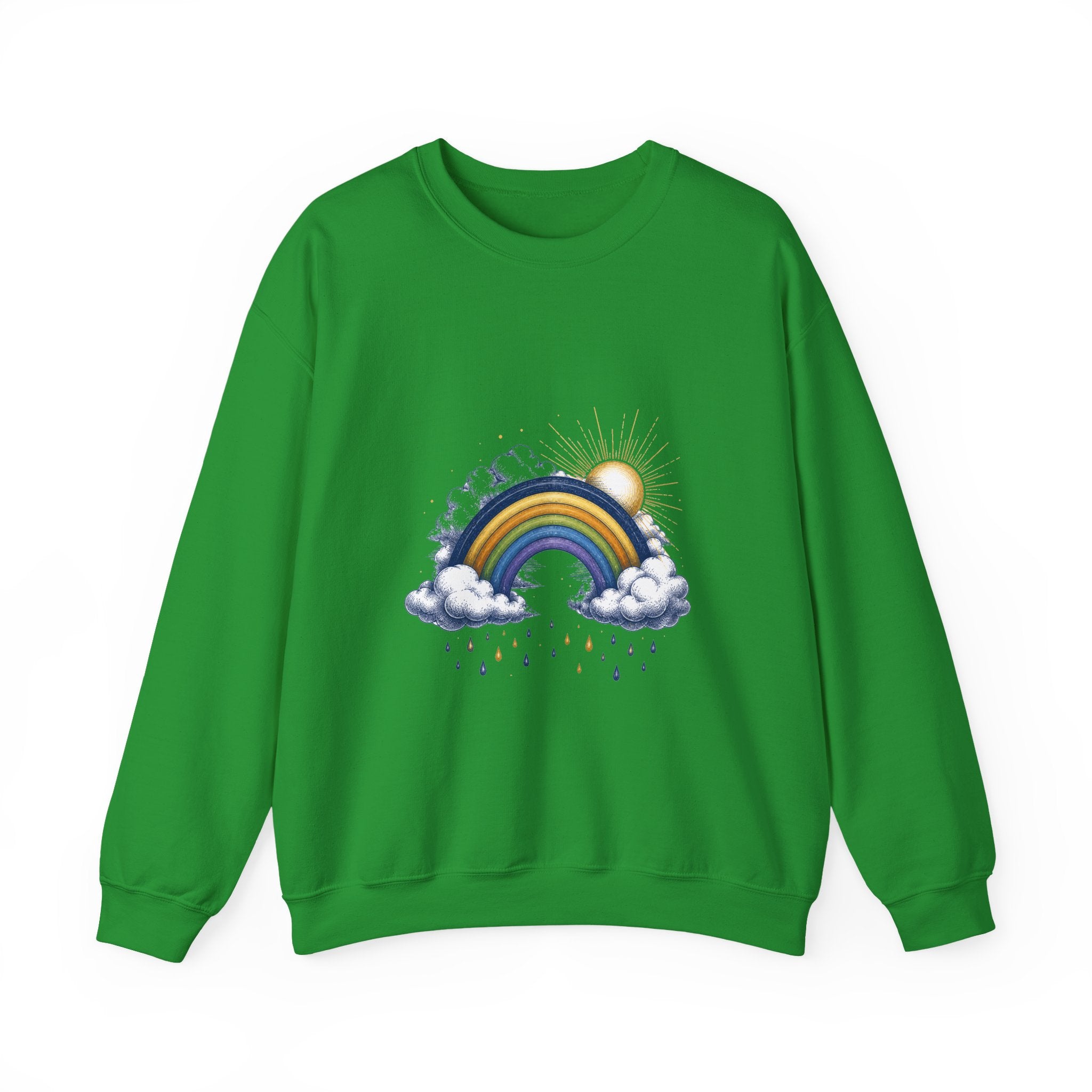 Matching Couple Sweatshirt - Storm & Rainbow Matching Couple Crewneck Sweatshirt Hand-Drawn Art His Hers Best Friend Gift - Design B