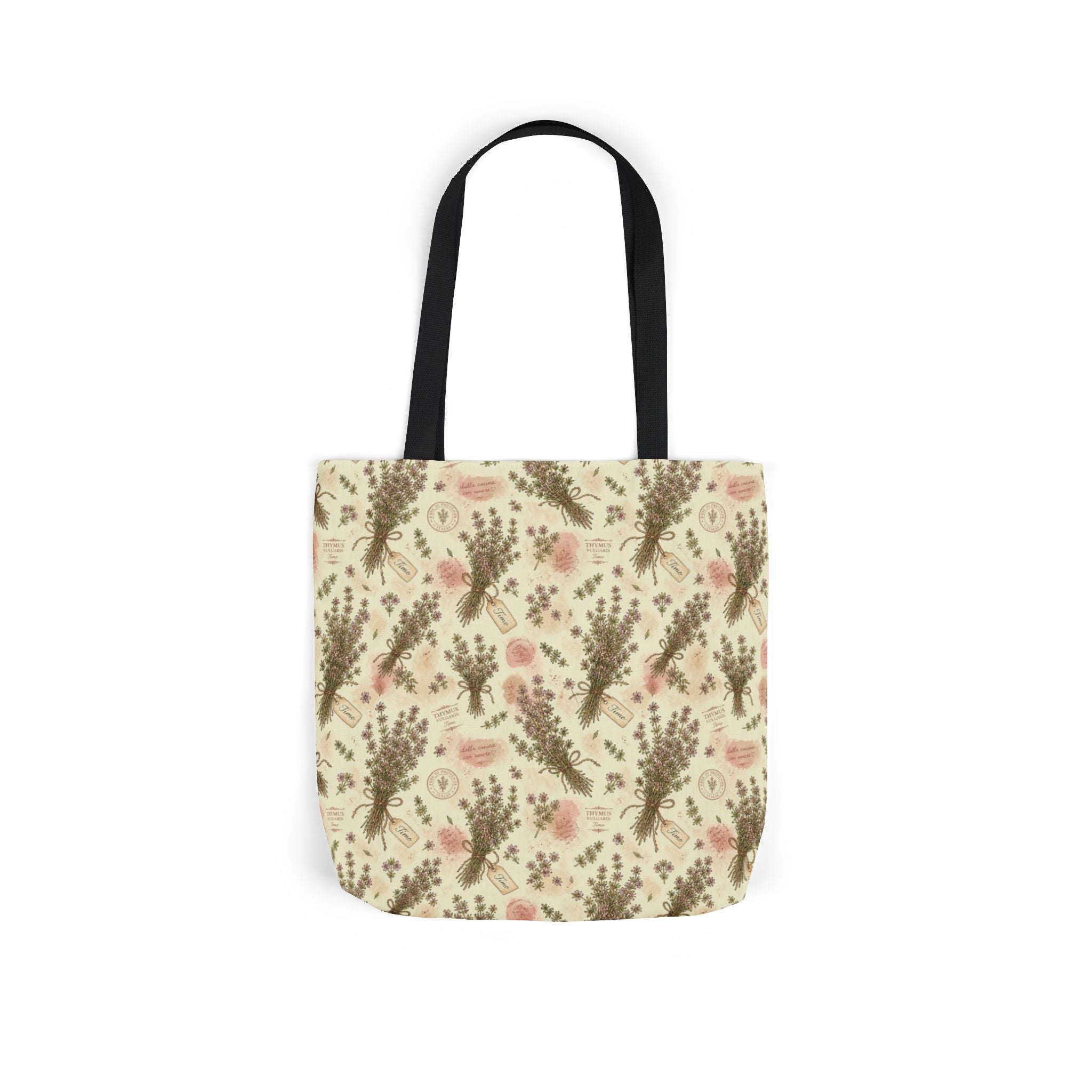 Thyme Bundles Canvas Tote Bag Mediterranean Kitchen Watercolor Design Italian Cottagecore Gift