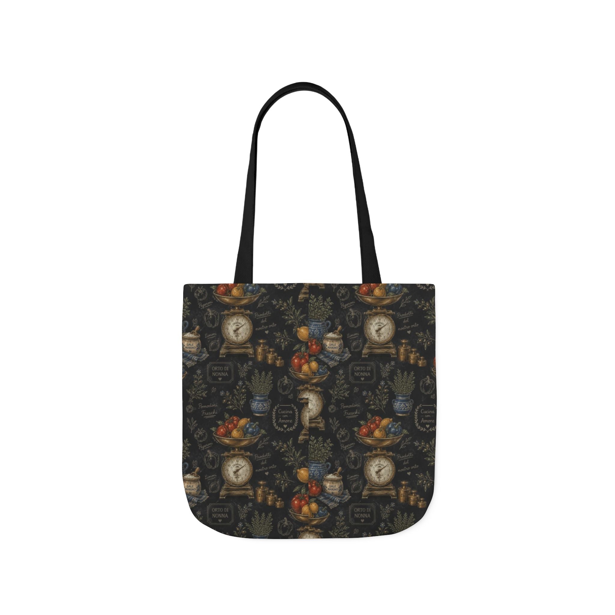 Vintage Kitchen Scale Canvas Tote Bag Mediterranean Kitchen Chalk Art Design Italian Cottagecore Gift