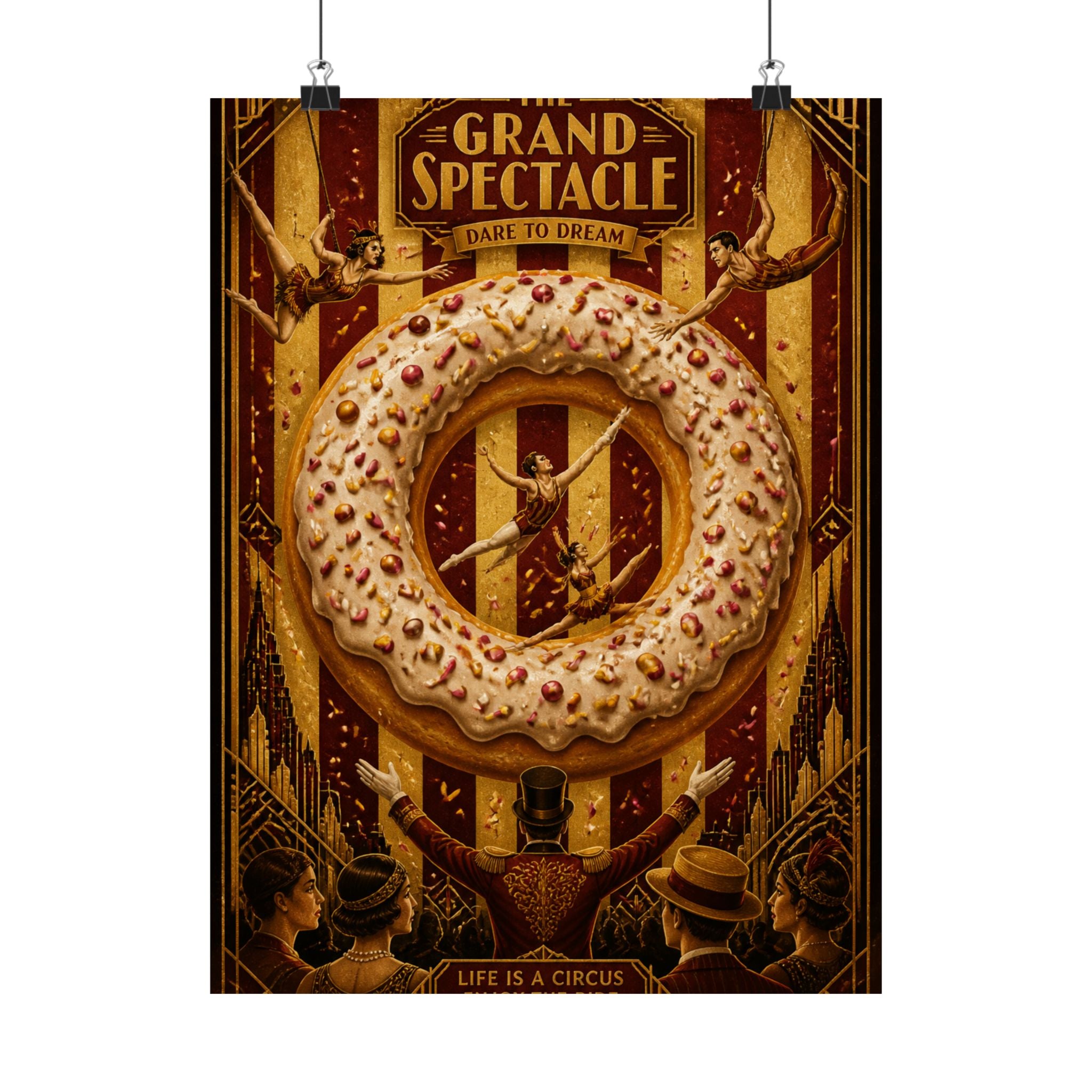 Donut Circus Ring Wall Art Poster 24×36 Art Deco Bar Area Decor Maximalist Print