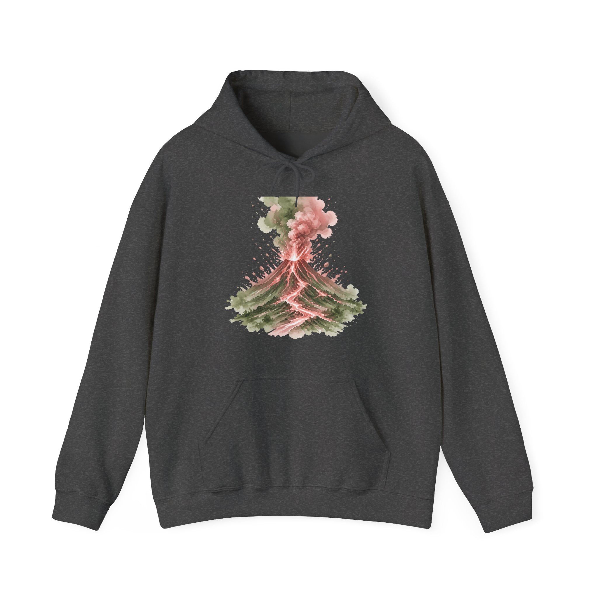 Matching Couple Sweatshirt - Volcano & Glacier Matching Couple Hooded Sweatshirt Watercolor Art His Hers Engagement Gift - Design A