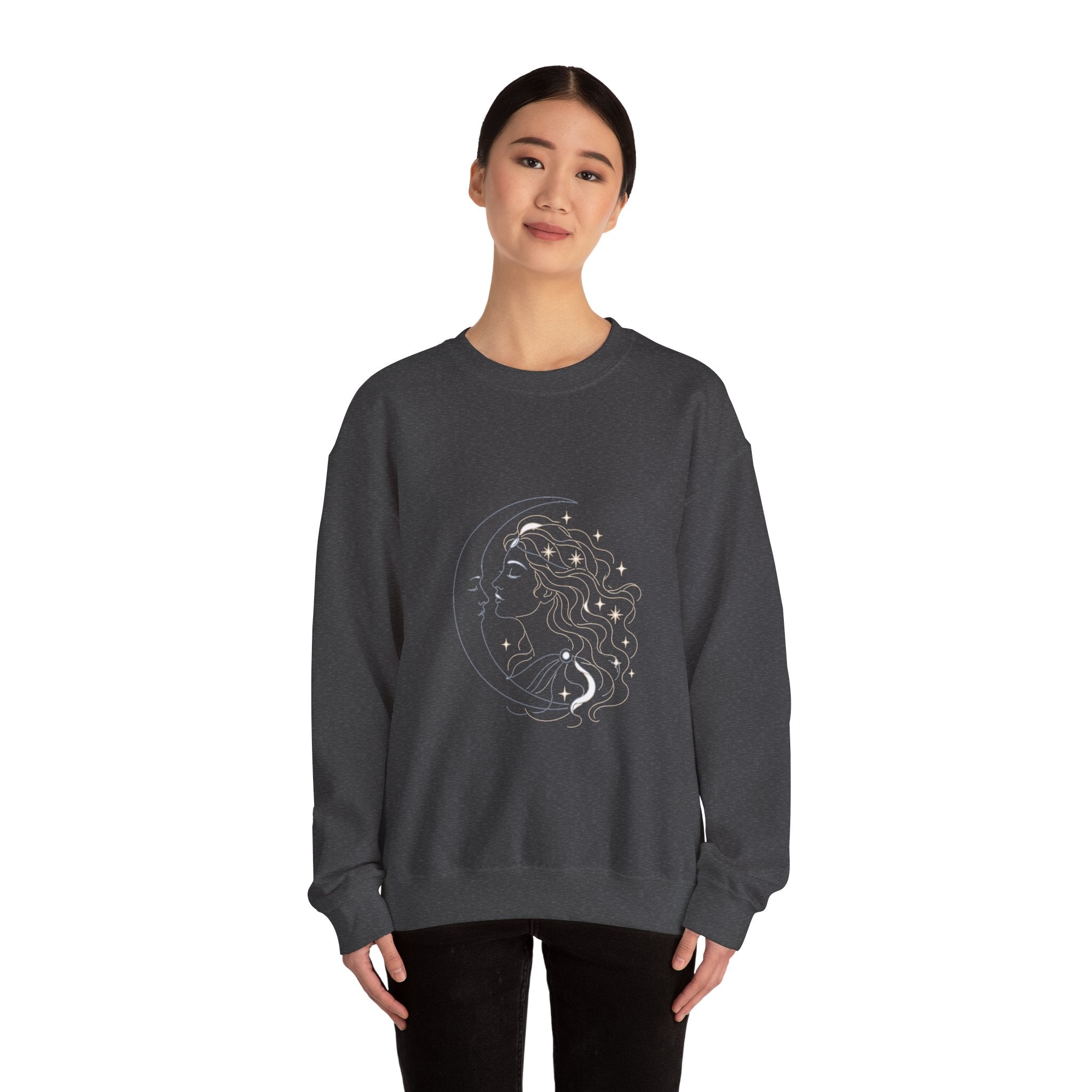Matching Couple Sweatshirt - Helios & Selene Matching Couple Comfort Colors Crew Minimalist Art His Hers Christmas Gift - Design B