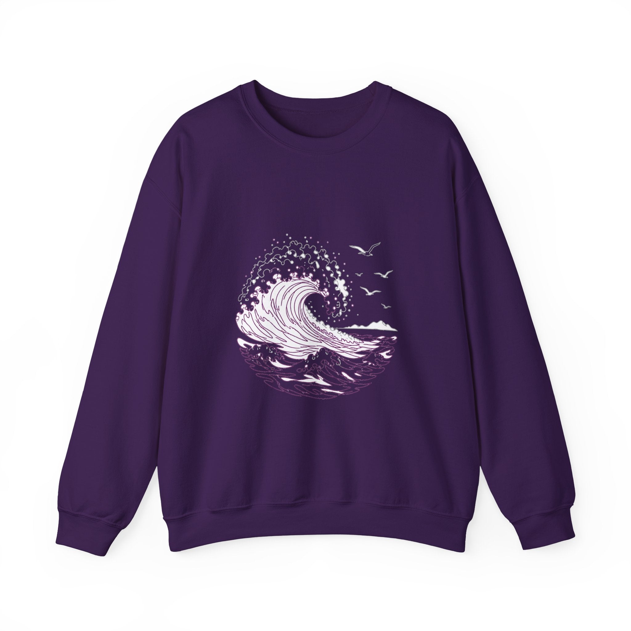 Matching Couple Sweatshirt - Mountain & Ocean Matching Couple Crewneck Sweatshirt Minimalist Art His Hers Valentine Gift - Design B