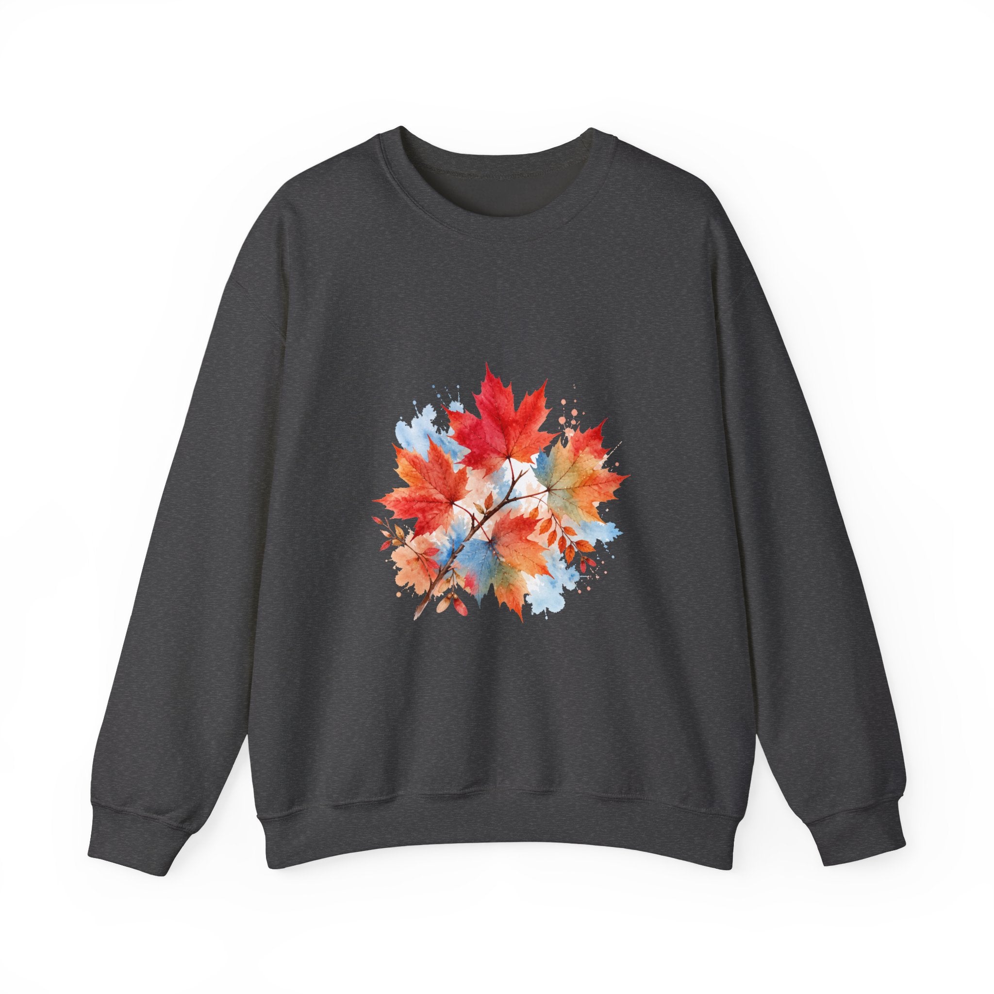 Matching Couple Sweatshirt - Cherry Blossom & Maple Leaf Matching Couple Premium Fleece Sweatshirt Watercolor Art His Hers Birthday Gift - Design B