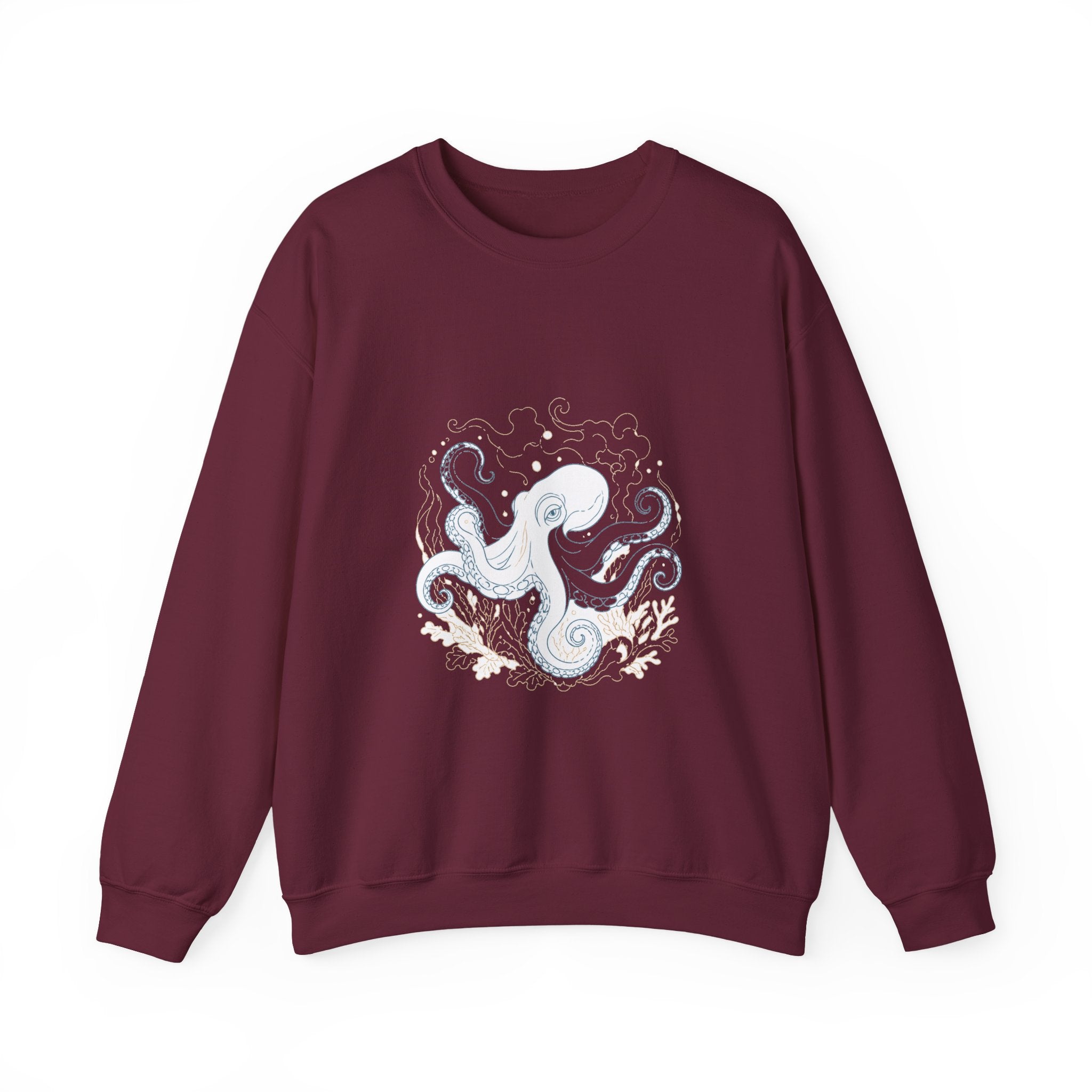 Matching Couple Sweatshirt - Octopus & Jellyfish Matching Couple Crewneck Sweatshirt Minimalist Art His Hers Valentine Gift - Design A