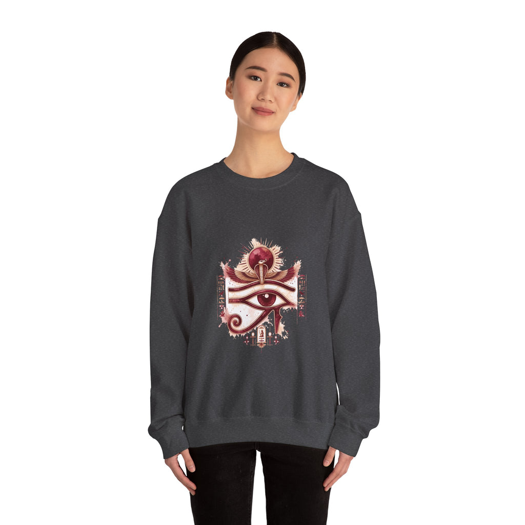 Matching Couple Sweatshirt - Eye of Ra & Horus Matching Couple Crewneck Sweatshirt Watercolor Art His Hers Engagement Gift - Design A