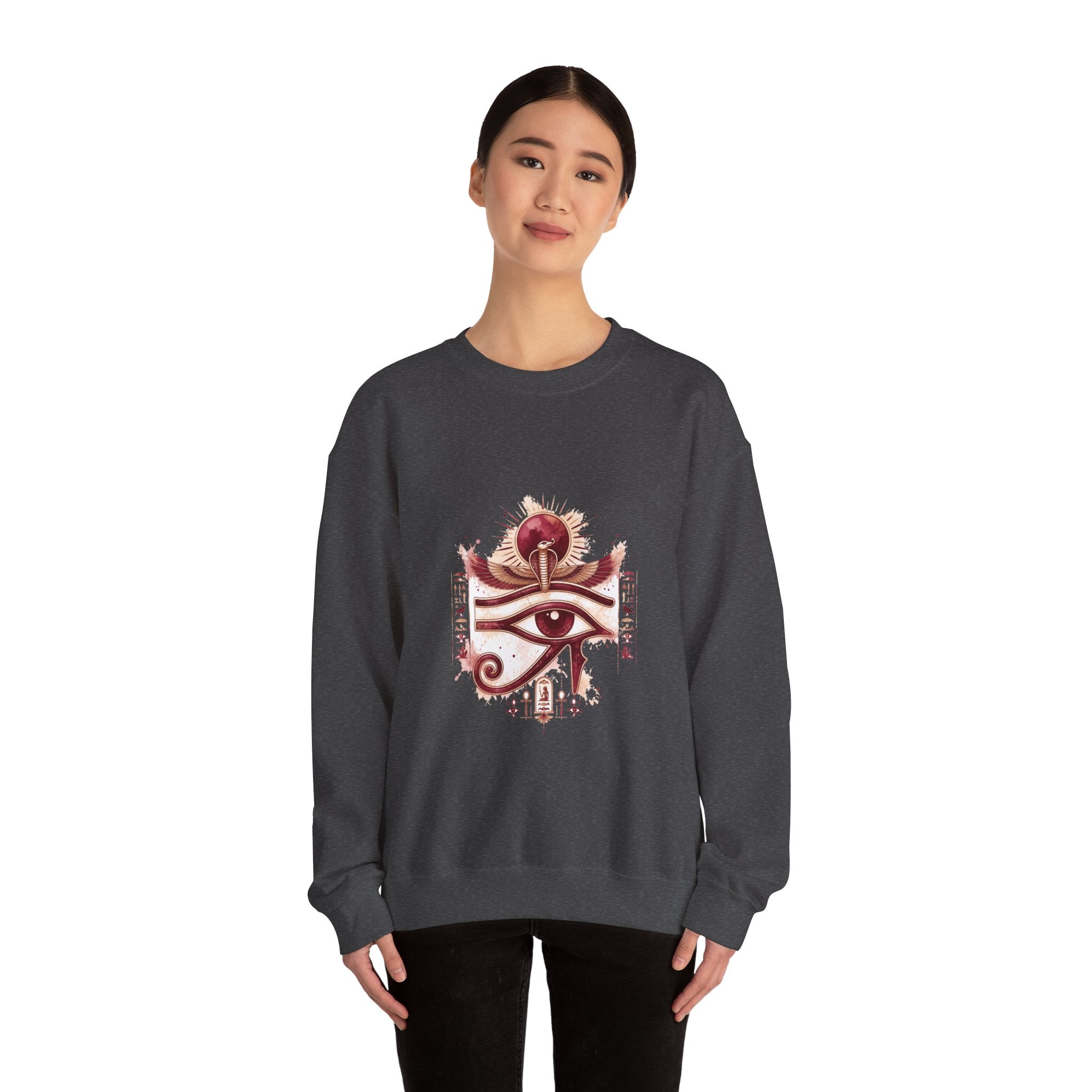 Matching Couple Sweatshirt - Eye of Ra & Horus Matching Couple Crewneck Sweatshirt Watercolor Art His Hers Engagement Gift - Design A