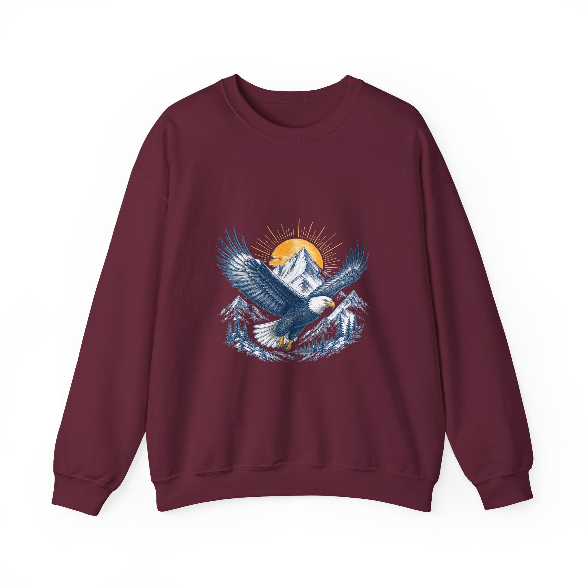 Matching Couple Sweatshirt - Eagle & Whale Matching Couple Premium Fleece Sweatshirt Hand-Drawn Art His Hers Anniversary Gift - Design A