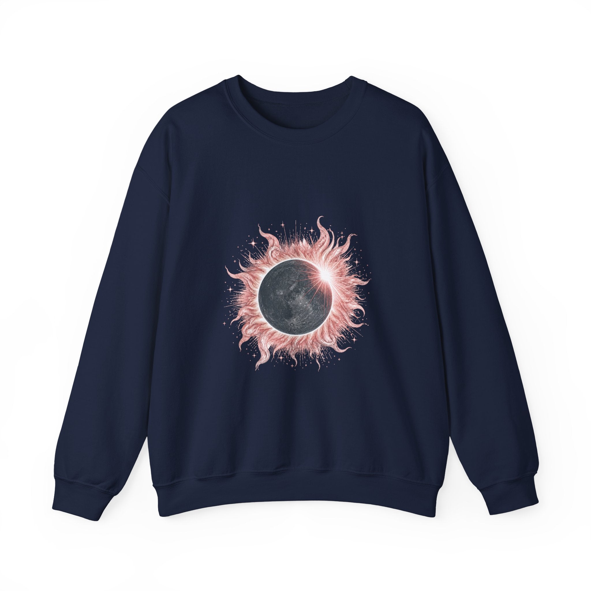 Matching Couple Sweatshirt - Solar & Lunar Eclipse Matching Couple Comfort Colors Crew Hand-Drawn Art His Hers Anniversary Gift - Design A