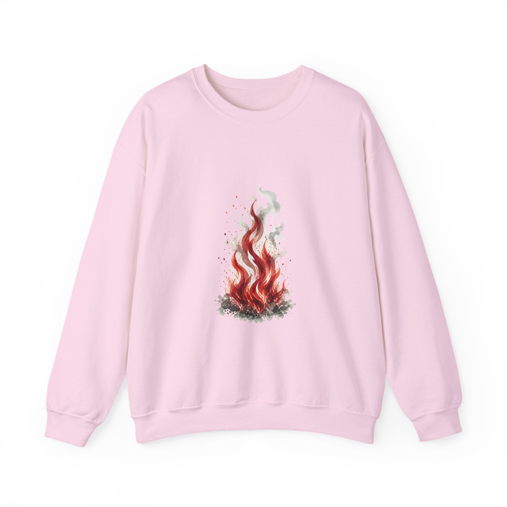 Matching Couple Sweatshirt - Wildfire & Waterfall Matching Couple Crewneck Sweatshirt Watercolor Art His Hers Engagement Gift - Design A