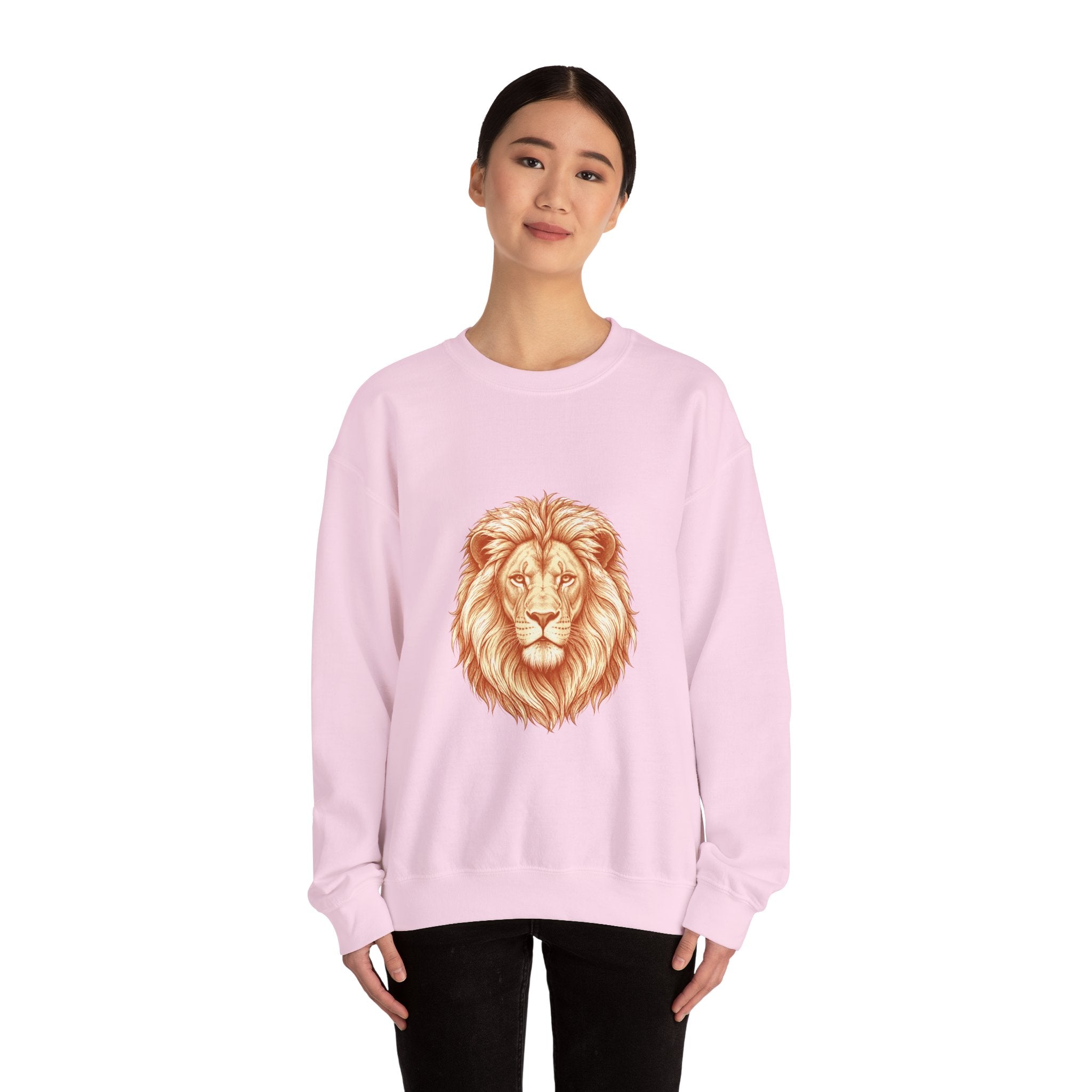 Matching Couple Sweatshirt - Lion & Lamb Matching Couple Comfort Colors Crew Hand-Drawn Art His Hers Anniversary Gift - Design A