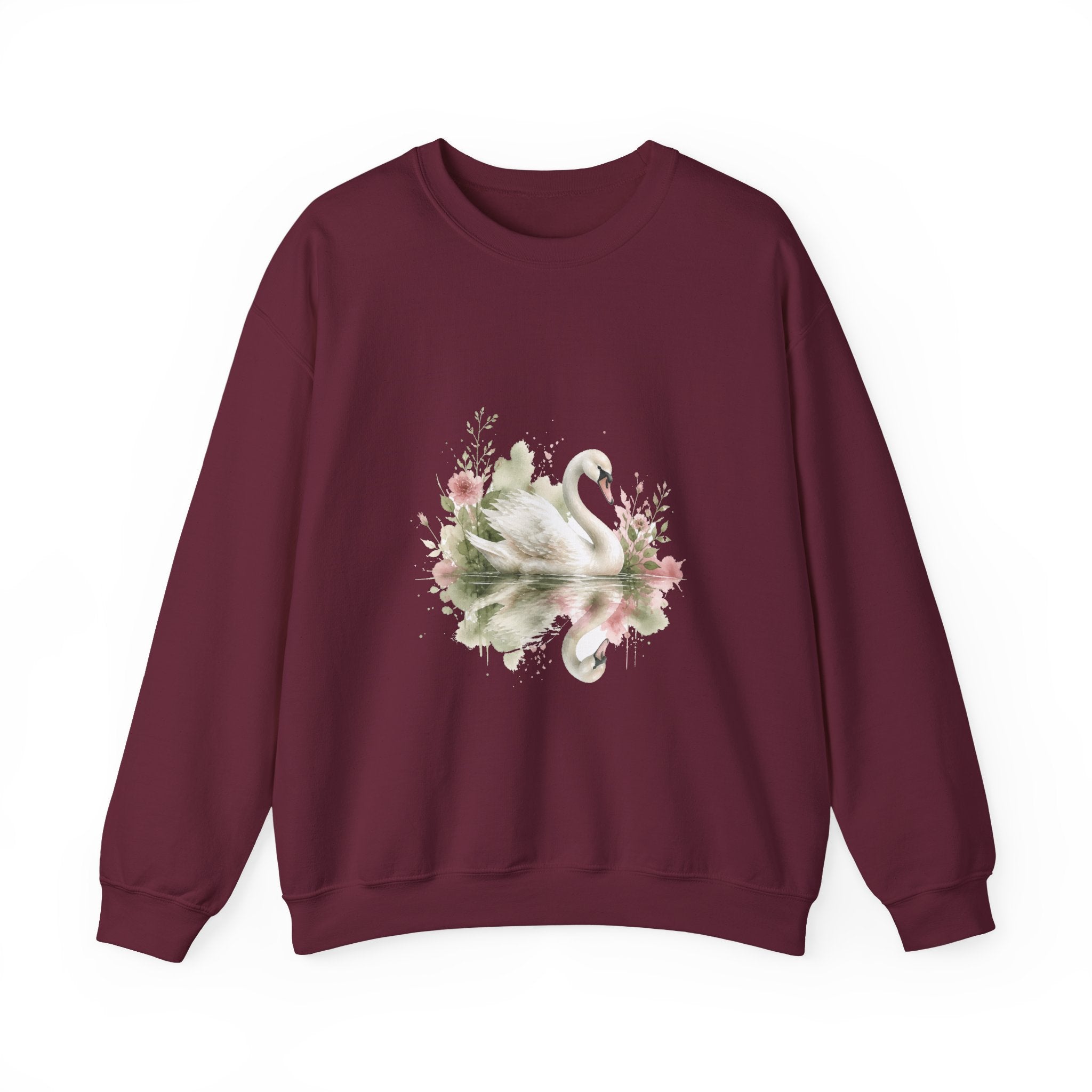 Matching Couple Sweatshirt - Raven & Swan Matching Couple Crewneck Sweatshirt Watercolor Art His Hers Engagement Gift - Design B
