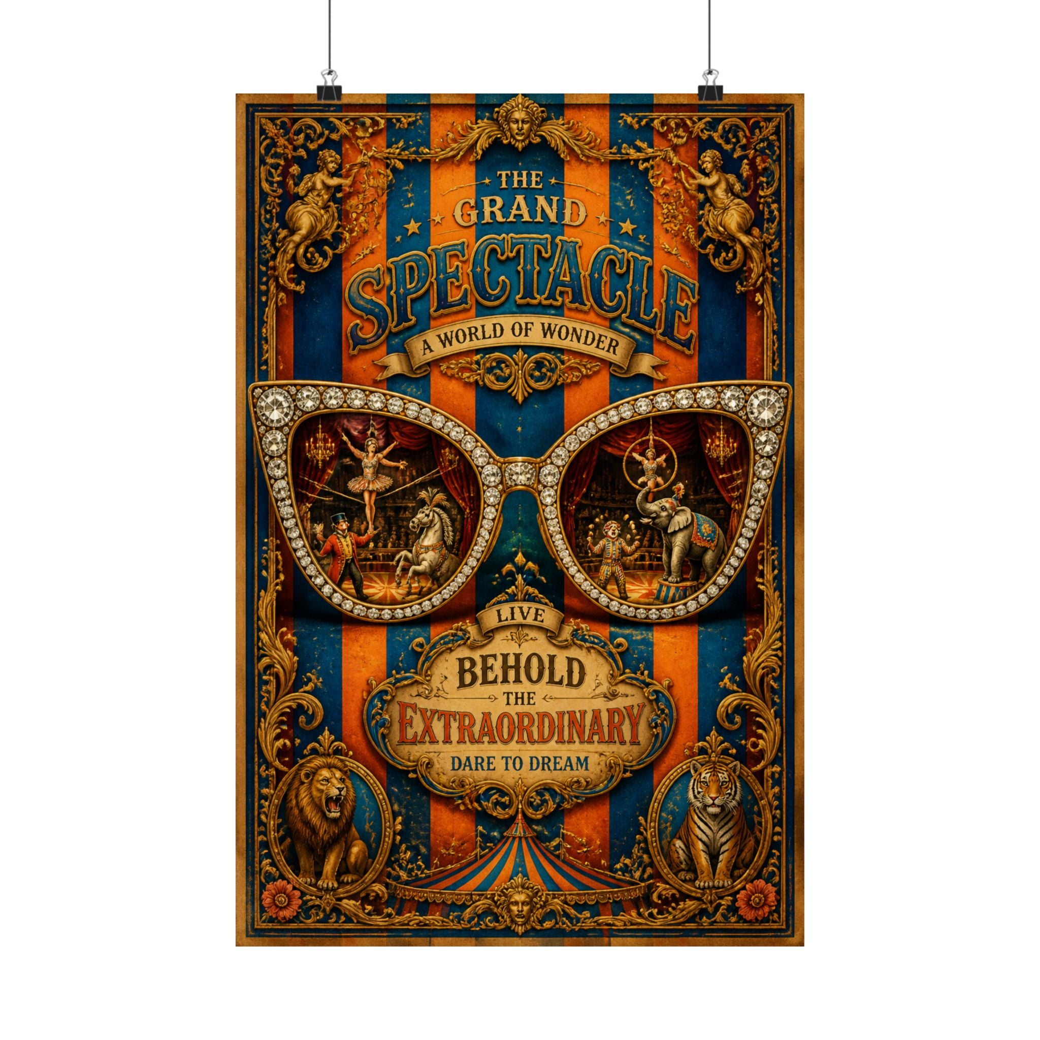 Sunglasses Circus Ring Wall Art Poster 24×36 Baroque Studio Decor Maximalist Print