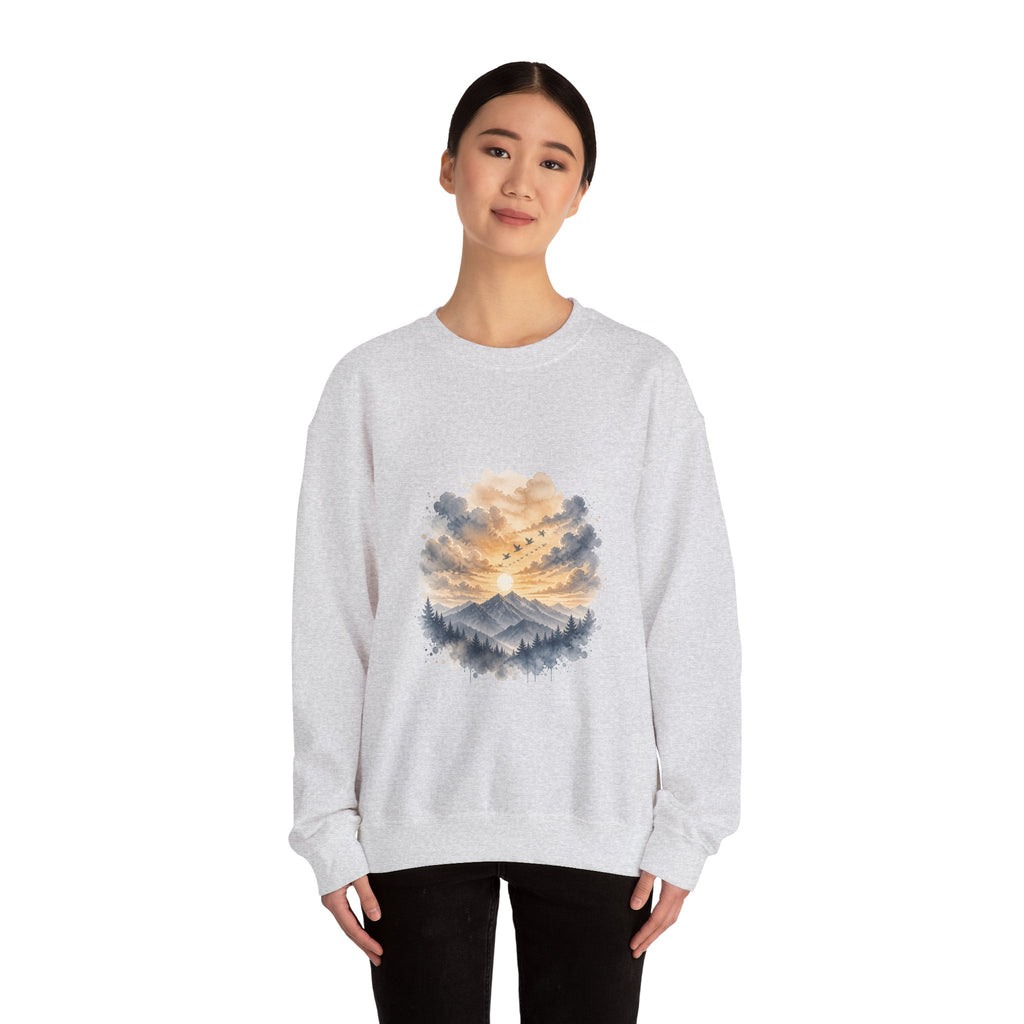 Matching Couple Sweatshirt - Sunrise & Sunset Matching Couple Premium Fleece Sweatshirt Watercolor Art His Hers Birthday Gift - Design B