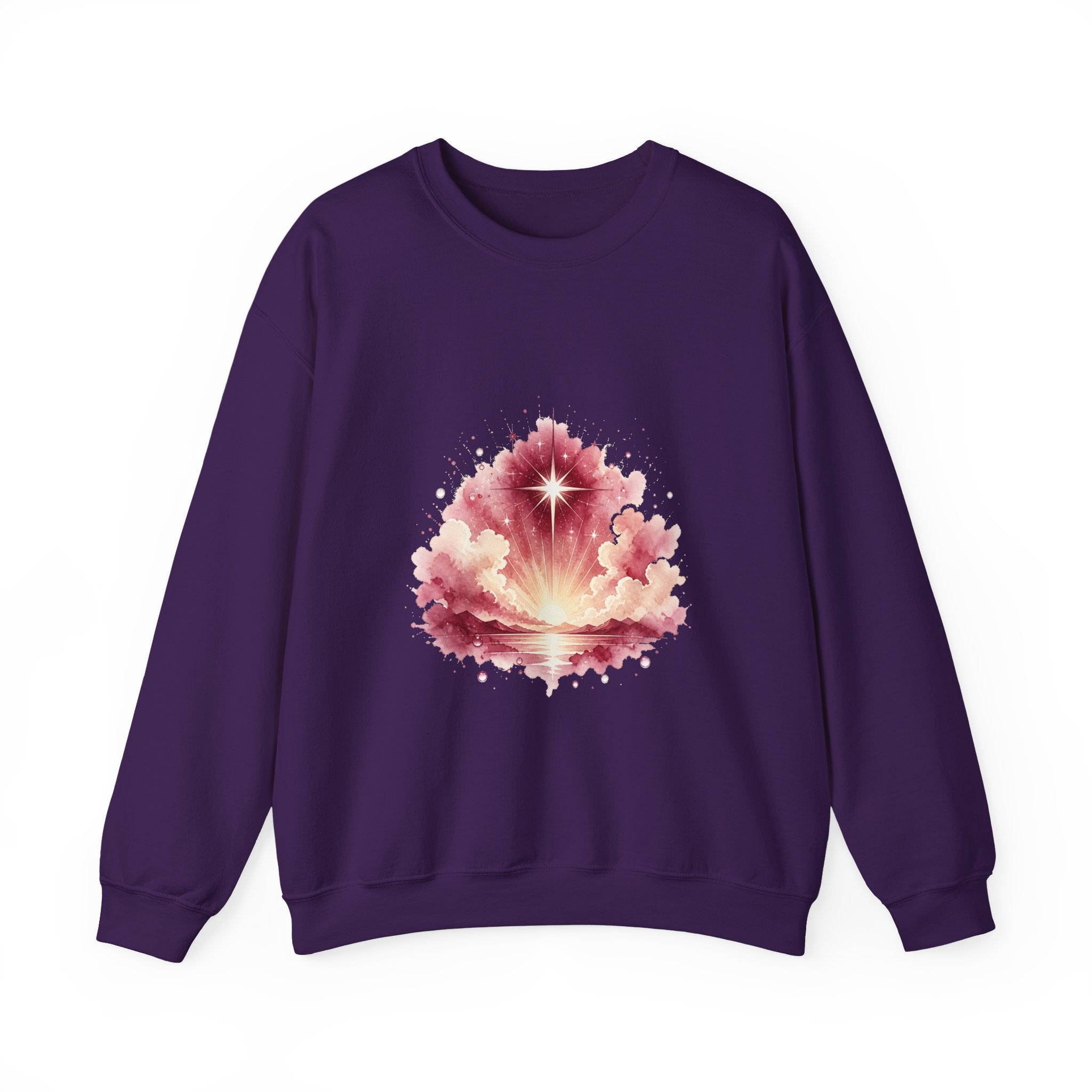 Matching Couple Sweatshirt - Evening & Morning Star Matching Couple Crewneck Sweatshirt Watercolor Art His Hers Engagement Gift - Design B