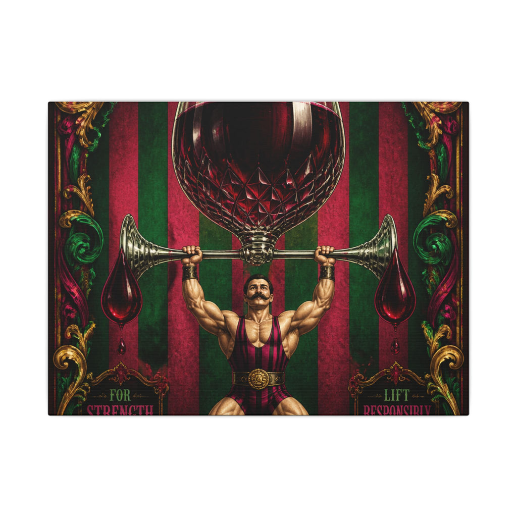 Wine Glass Strongman Wall Art Canvas 16×20 Baroque Home Office Decor Maximalist Print