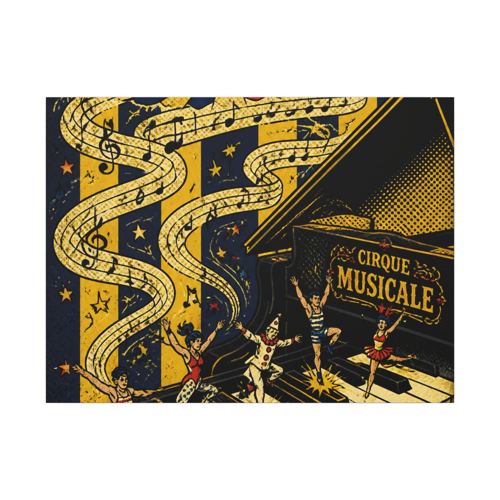 Grand Piano Acrobats Wall Art Canvas 24×36 Pop Art Restaurant Decor Maximalist Print