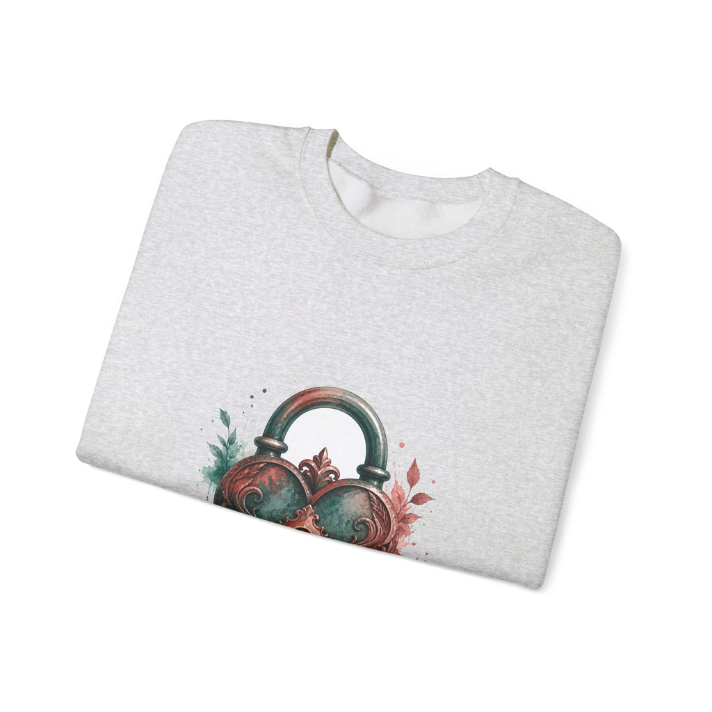 Matching Couple Sweatshirt - Key & Lock Matching Couple Premium Fleece Sweatshirt Watercolor Art His Hers Birthday Gift - Design B