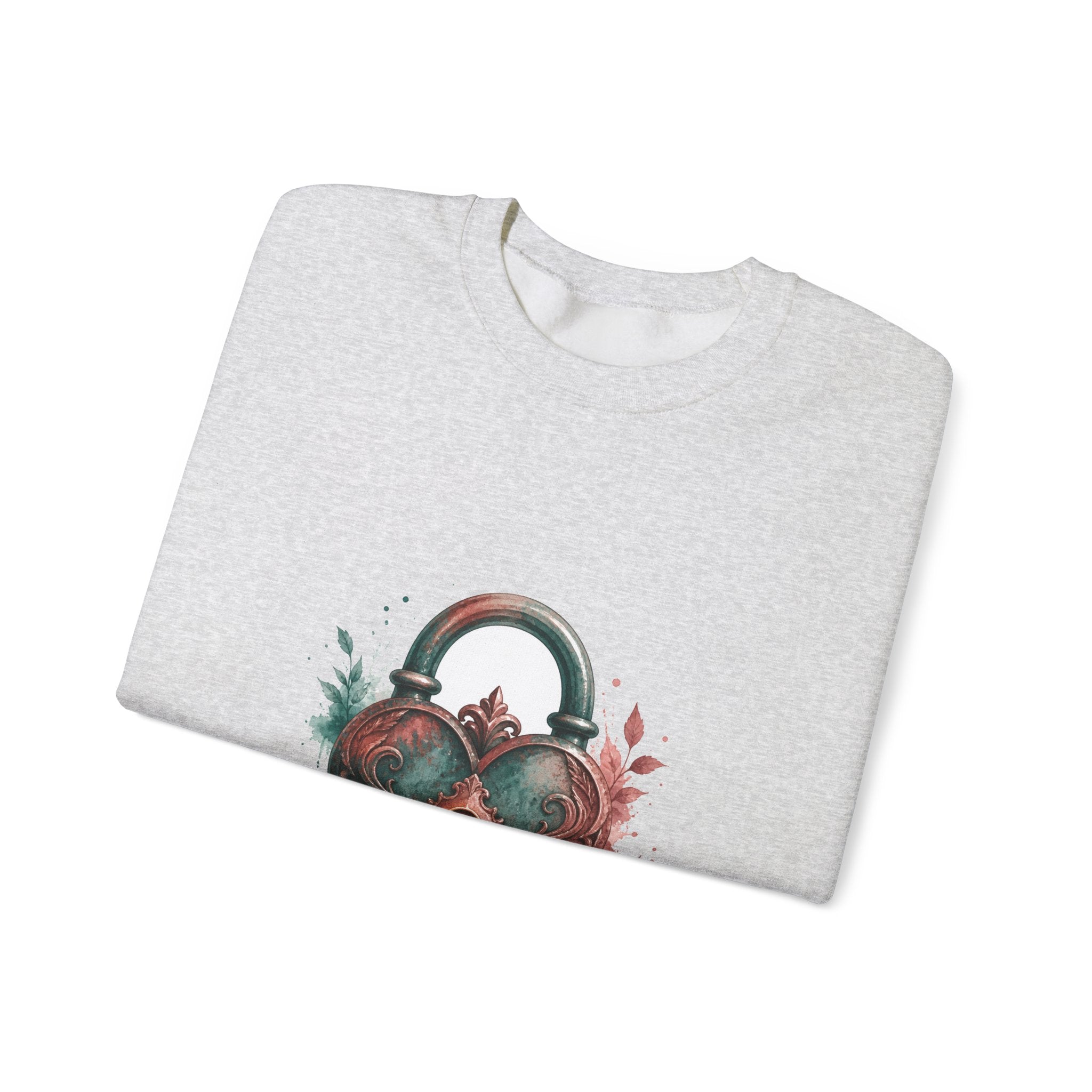 Matching Couple Sweatshirt - Key & Lock Matching Couple Premium Fleece Sweatshirt Watercolor Art His Hers Birthday Gift - Design B
