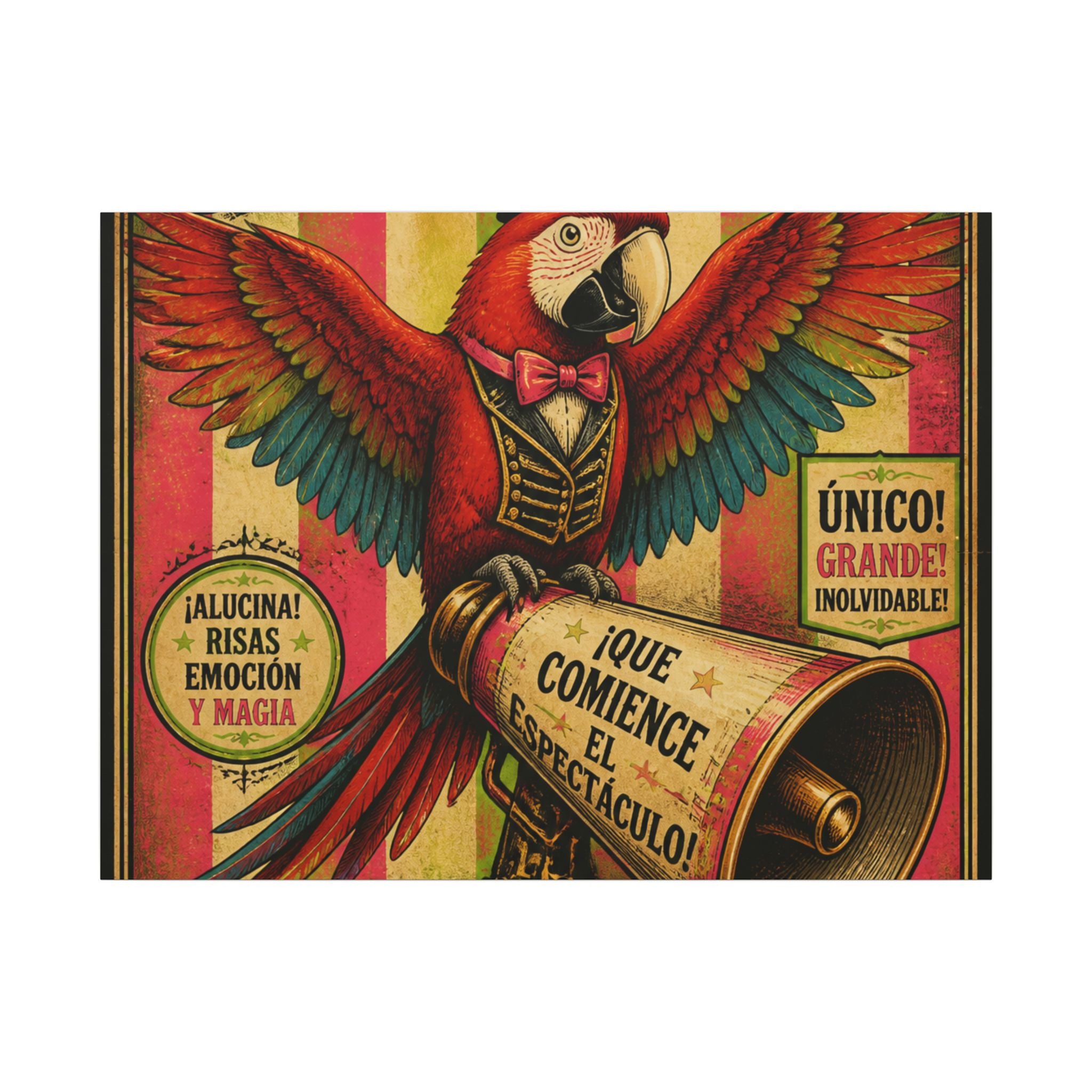 Parrot Ringmaster Wall Art Canvas 16×20 Vintage Circus Kitchen Decor Maximalist Print