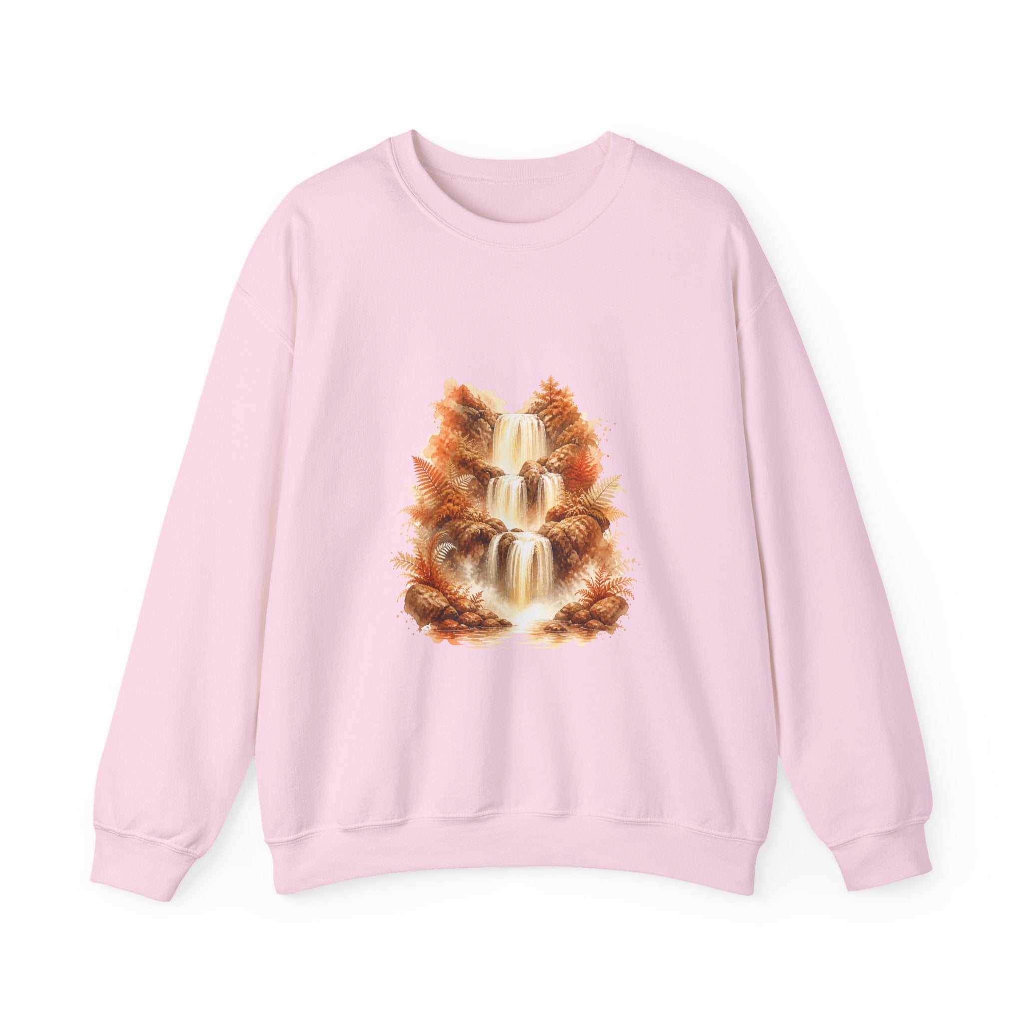 Matching Couple Sweatshirt - Wildfire & Waterfall Matching Couple Comfort Colors Crew Watercolor Art His Hers Birthday Gift - Design B