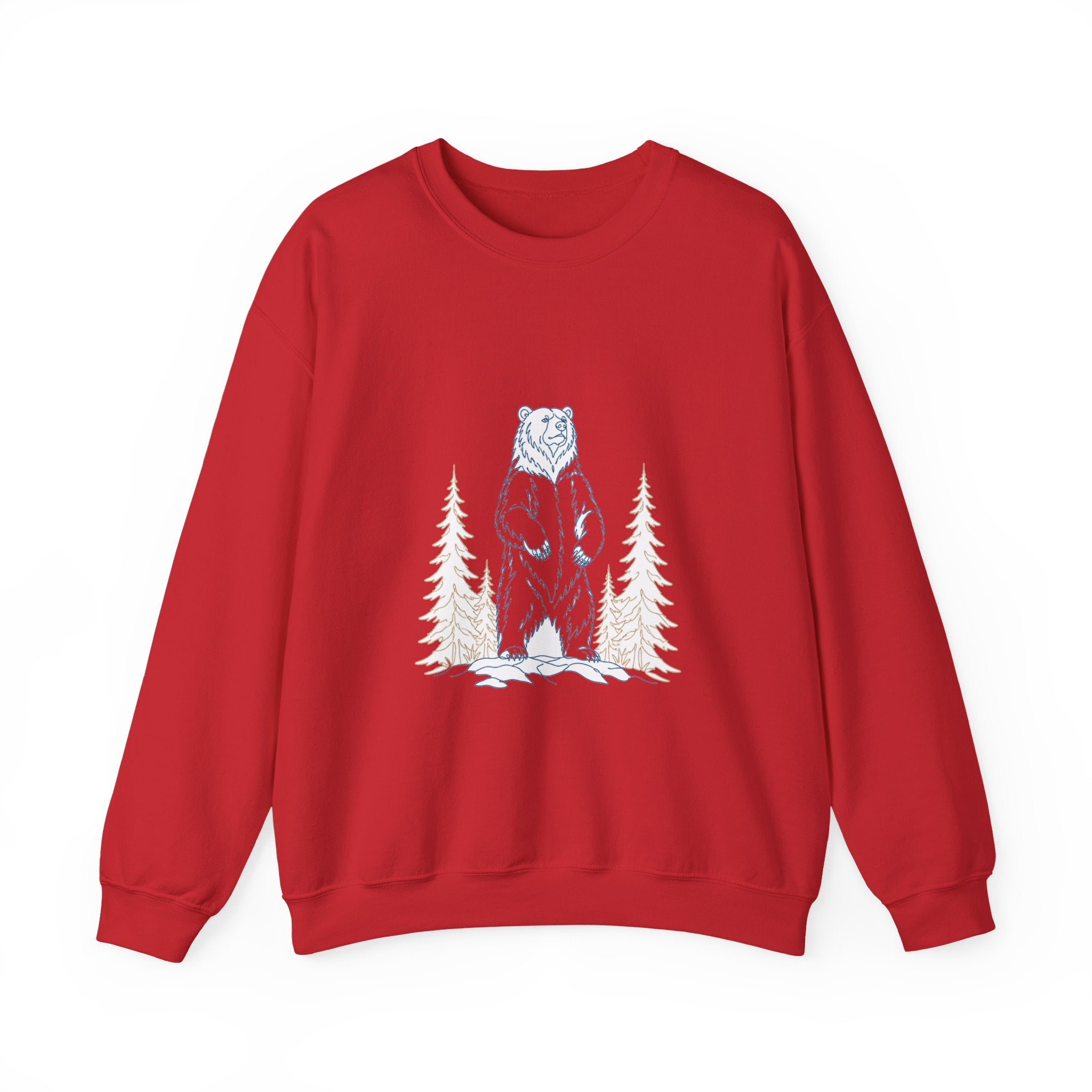 Matching Couple Sweatshirt - Bear & Deer Matching Couple Premium Fleece Sweatshirt Minimalist Art His Hers Christmas Gift - Design A