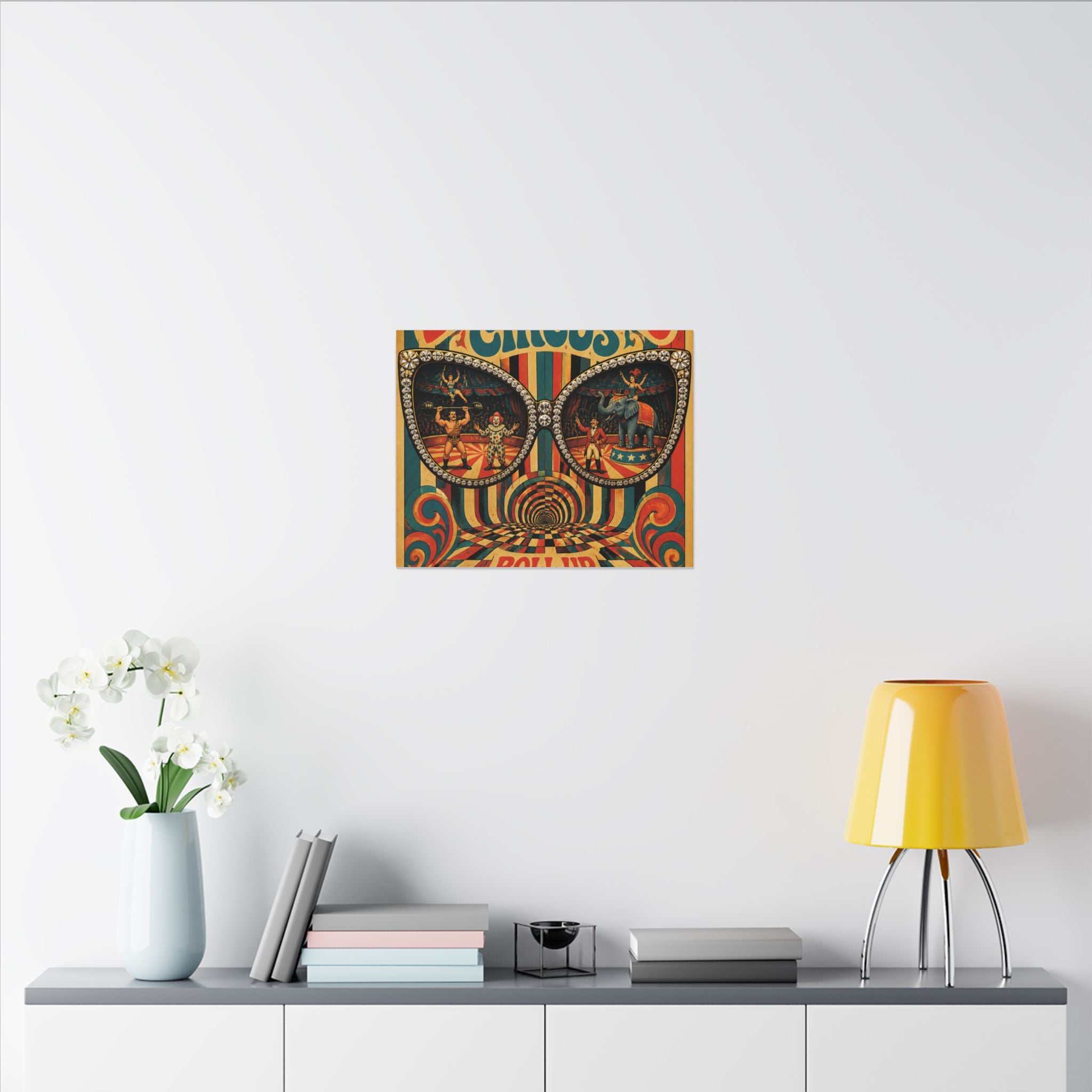 Sunglasses Circus Ring Wall Art Canvas 16×20 Psychedelic Cafe Decor Maximalist Print
