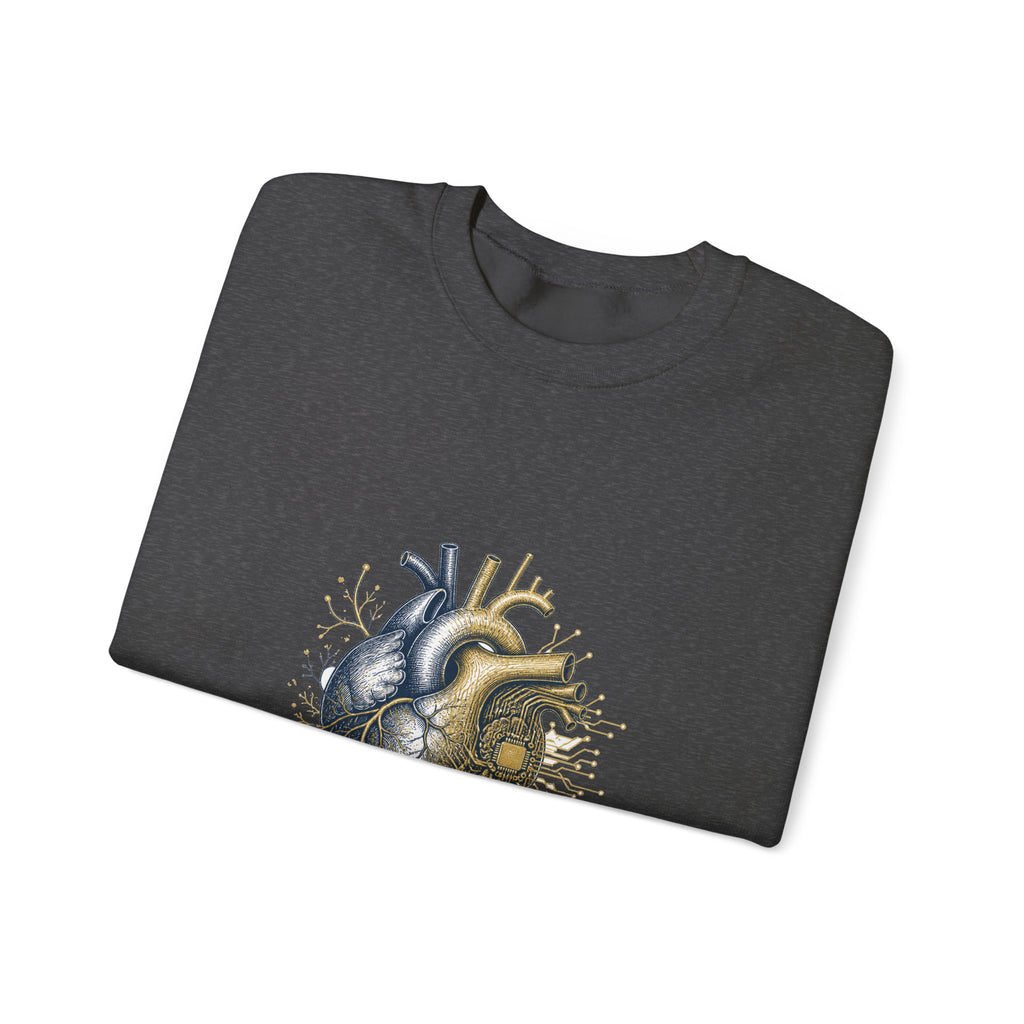 Matching Couple Sweatshirt - Robot & Heart Matching Couple Comfort Colors Crew Hand-Drawn Art His Hers Anniversary Gift - Design B