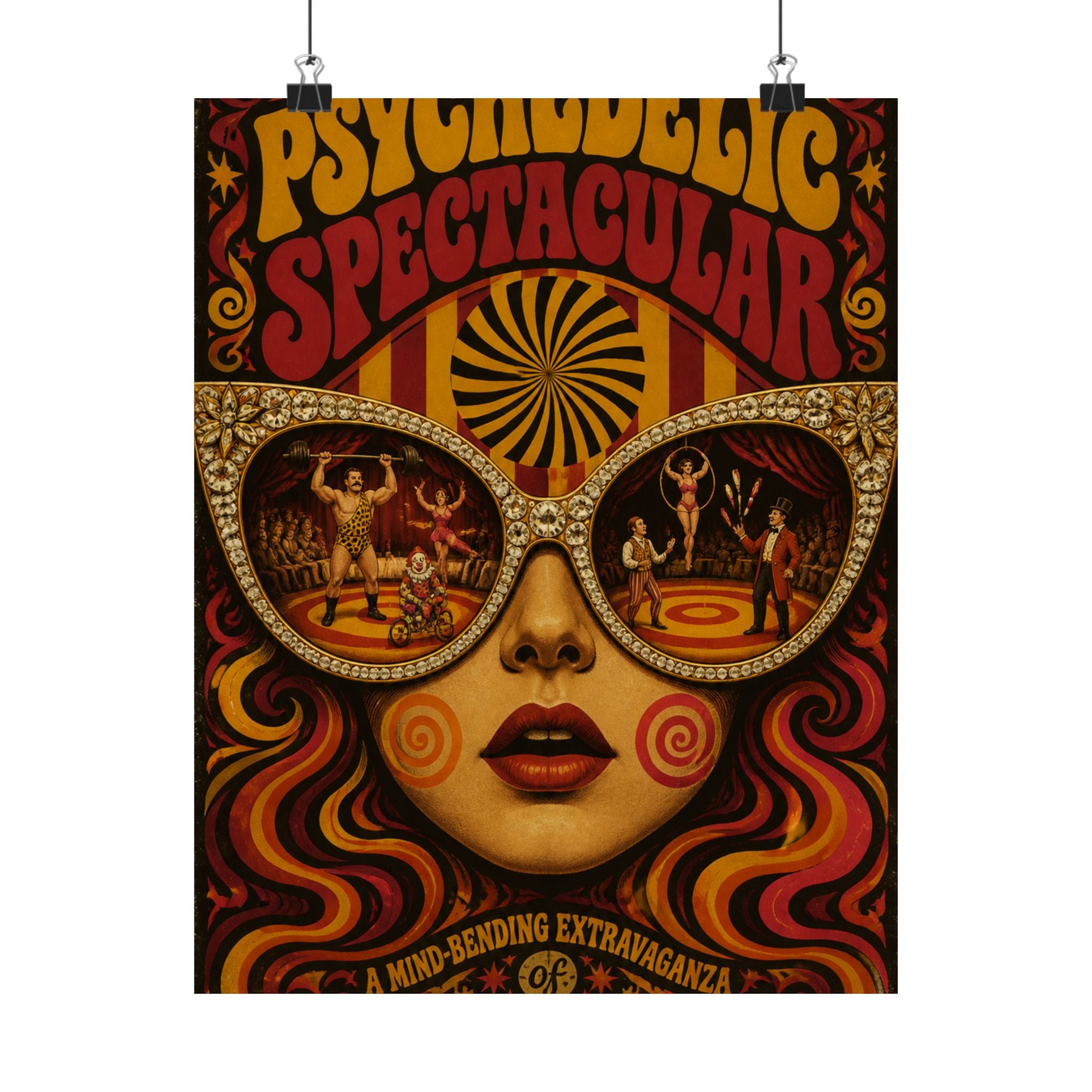 Sunglasses Circus Ring Wall Art Poster 18×24 Psychedelic Cafe Decor Maximalist Print