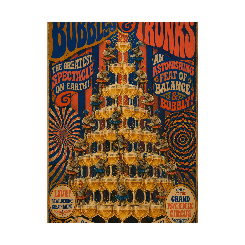 Champagne Tower Elephants Wall Art Poster 18×24 Psychedelic Cafe Decor Maximalist Print